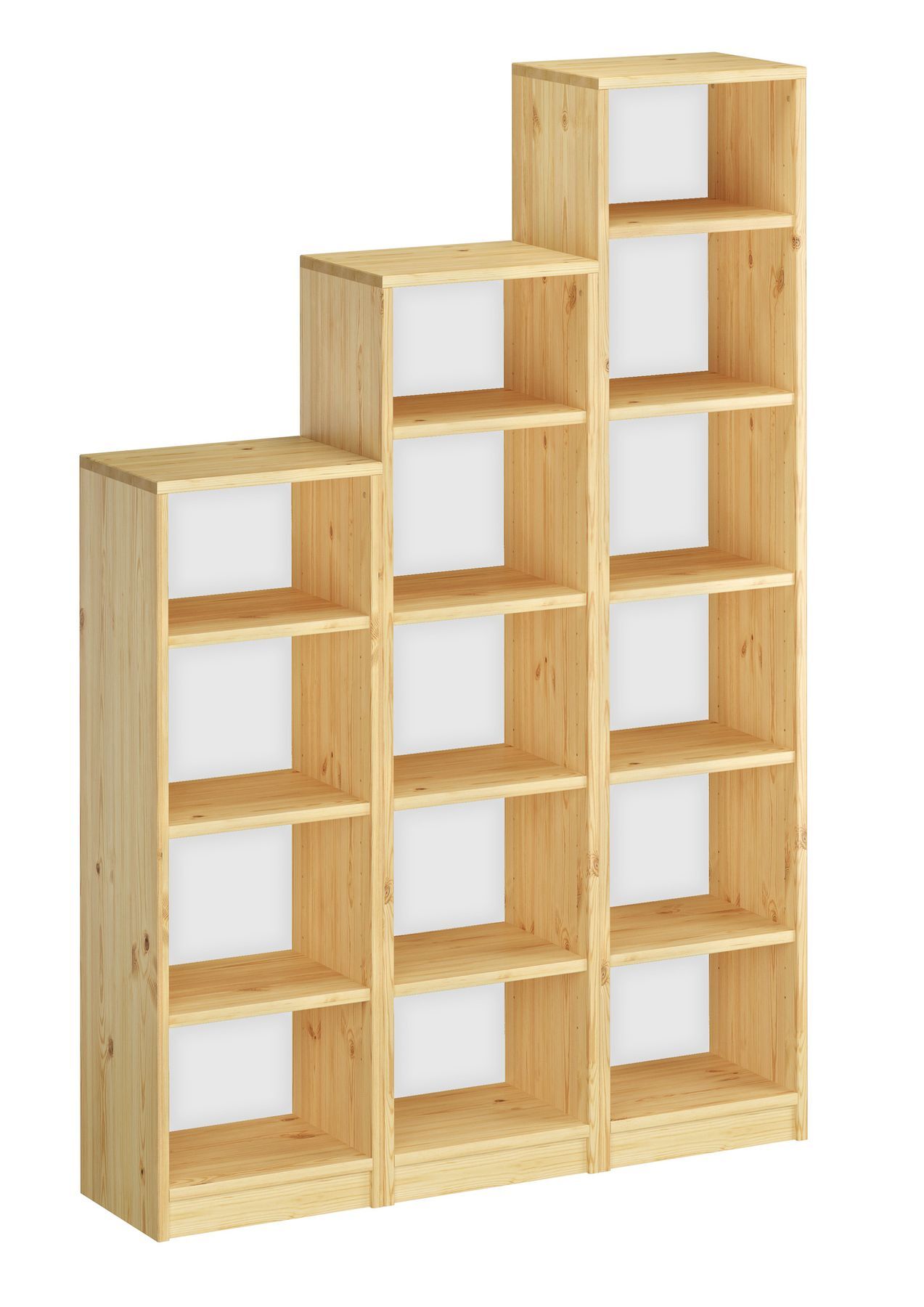 Holzregal, Regalboden, Stufenregal, offenes Regal, Aufbewahrungssystem, 3 Holzregale