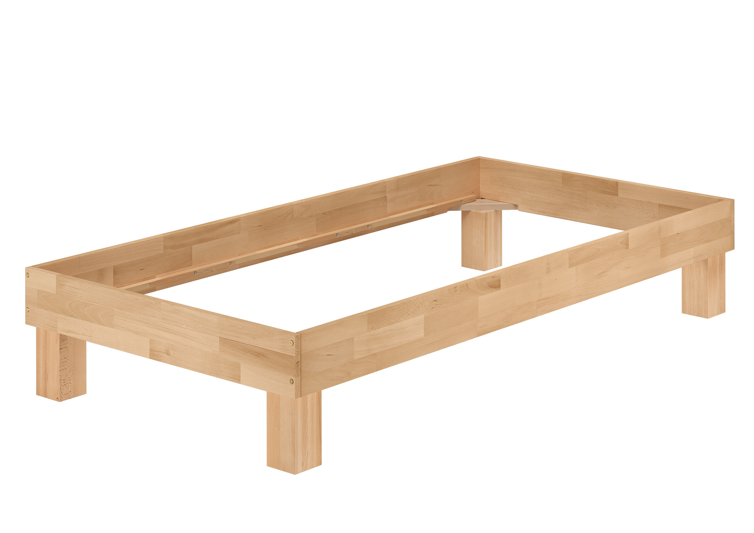 Holzbettrahmen, Bettgestell, Kiefernholz, Holzstruktur, Rahmenbett, Bettrahmen aus geplanktem Buchenholz ohne Zubehör