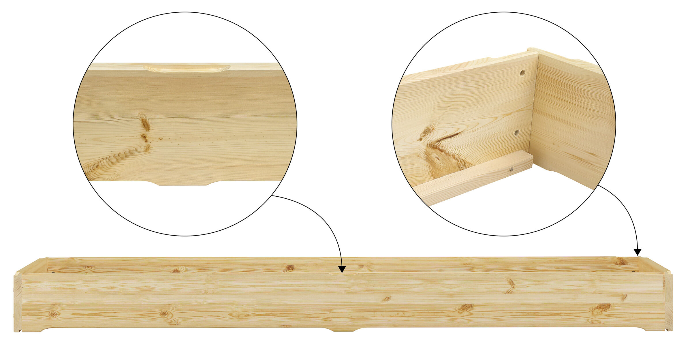Holz, Kistenboden, Lärche, Holzkiste, Masivholz, Massivholzbettrahmen 90x200 von innen
