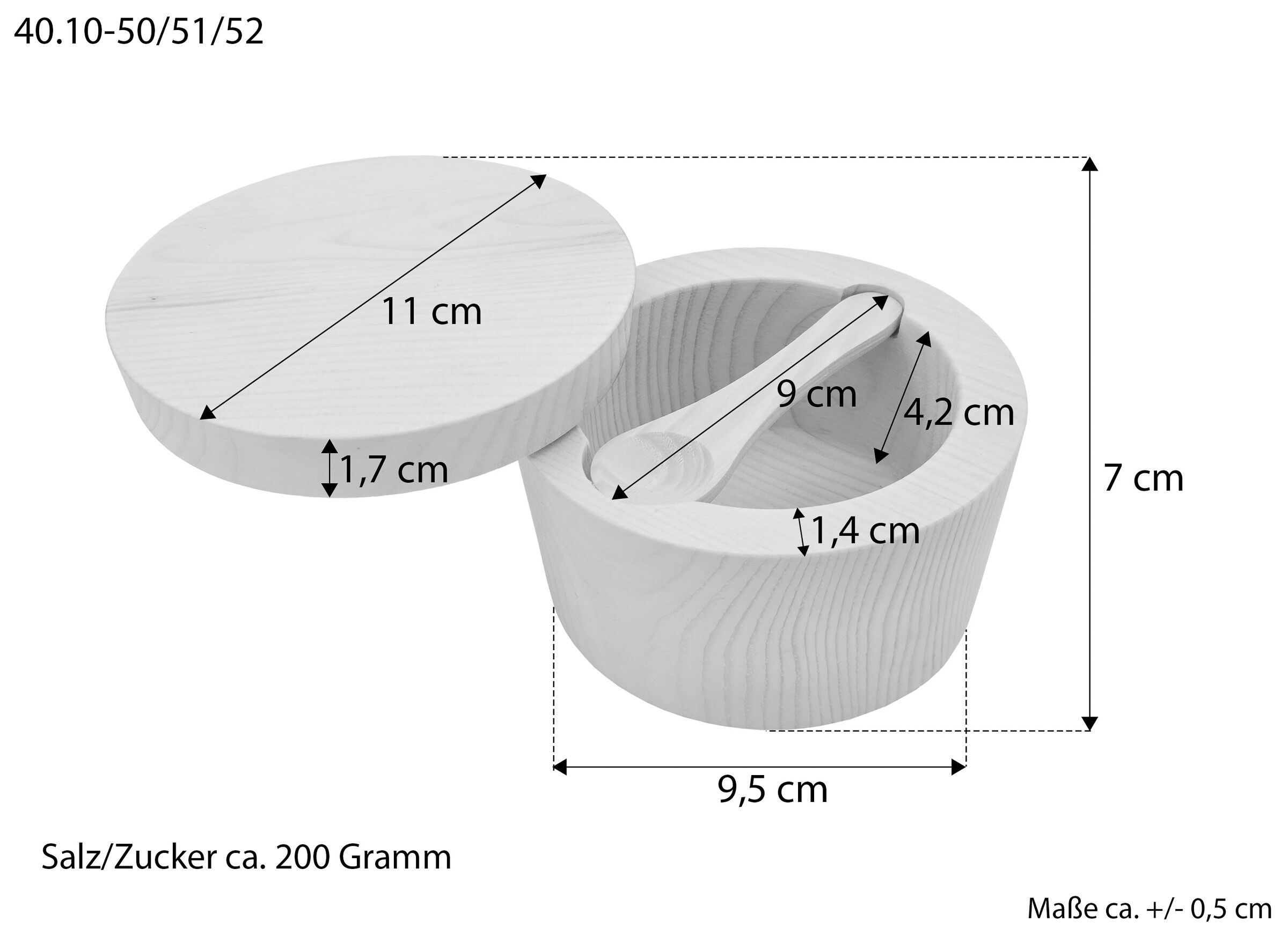 Diagramm, Handlung, Messungen, Maße der Saliere aus Zirbe