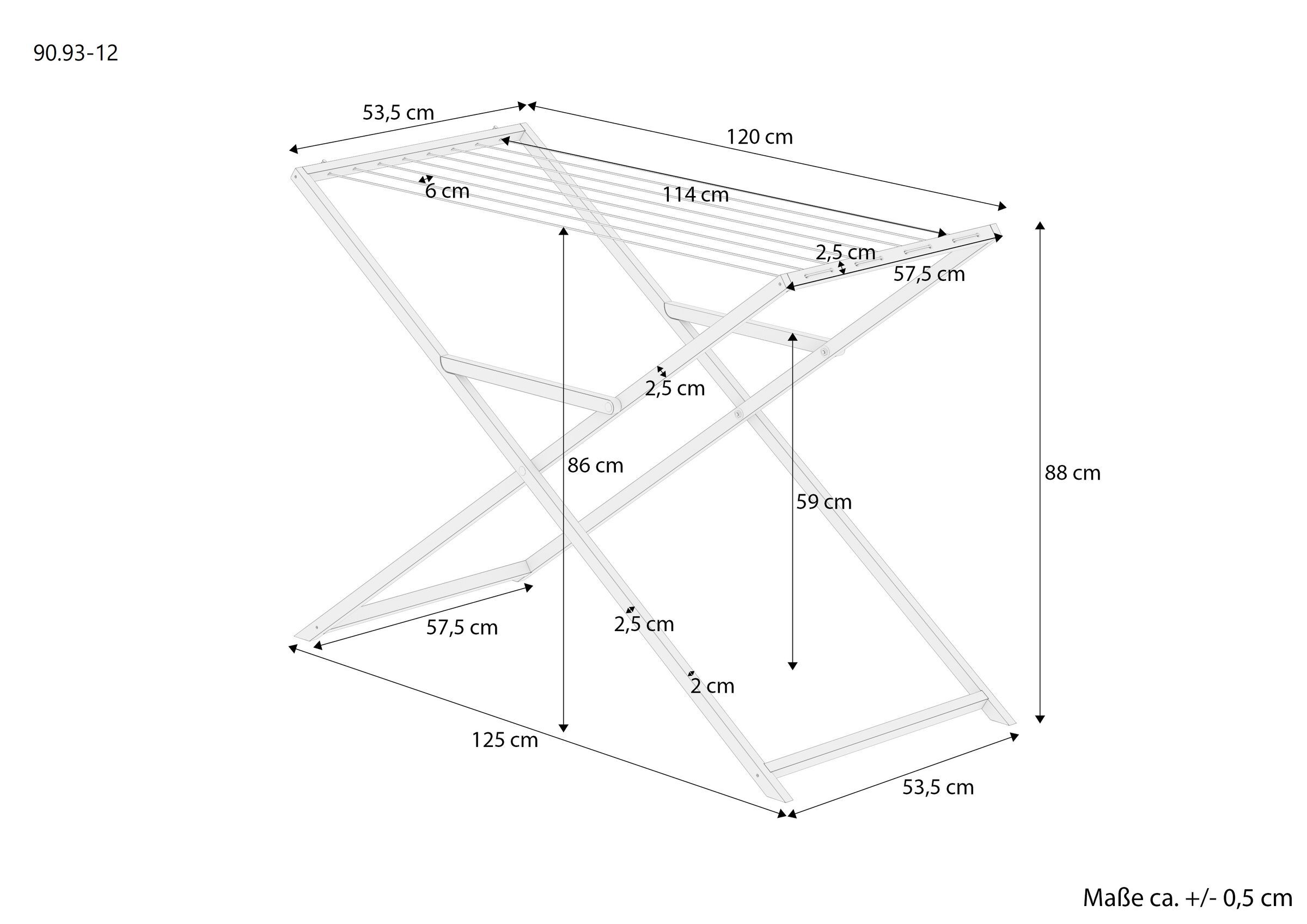 Wäscheständer, Skizze kleiner Wäscheständer