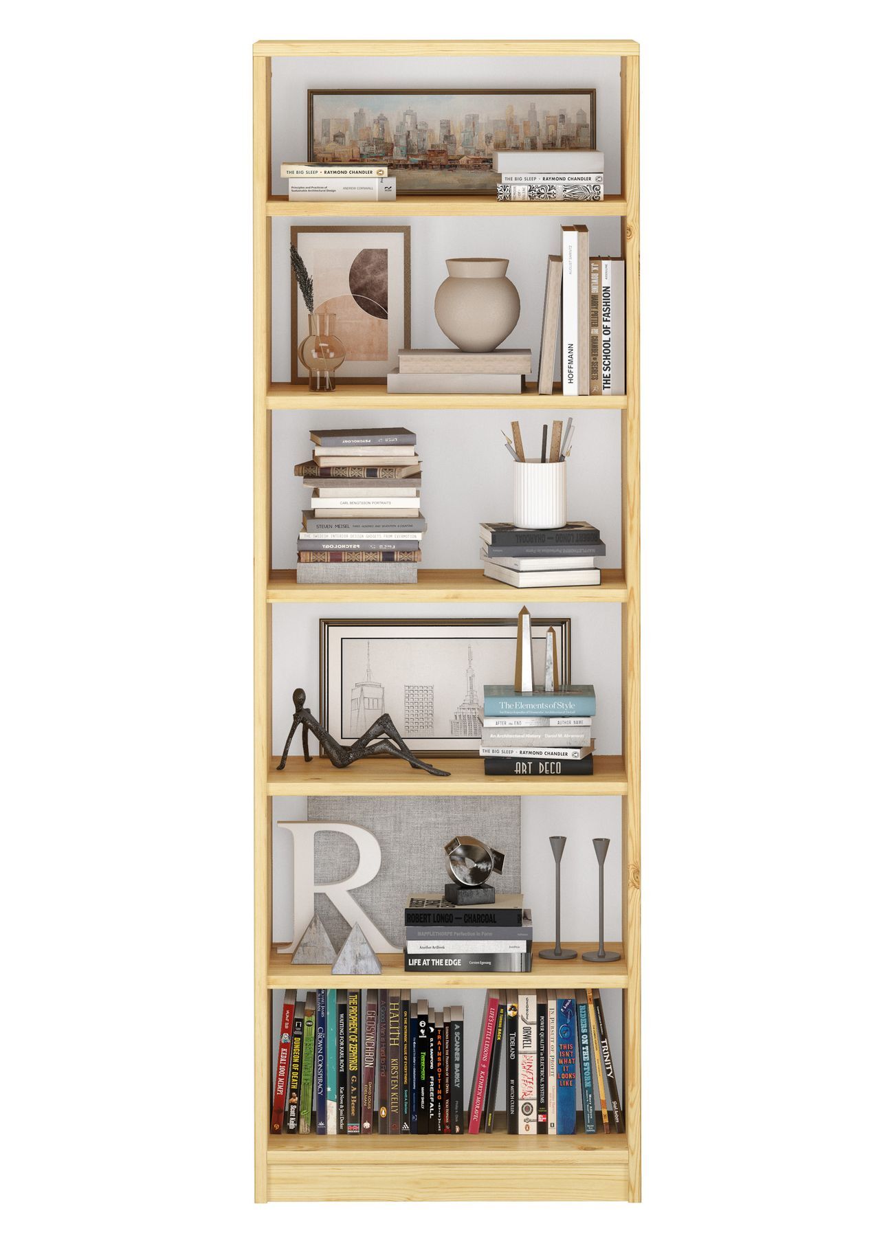 Regal, Bücherregal, Holzregal, Dekoration, Vasen, Kiefernregal