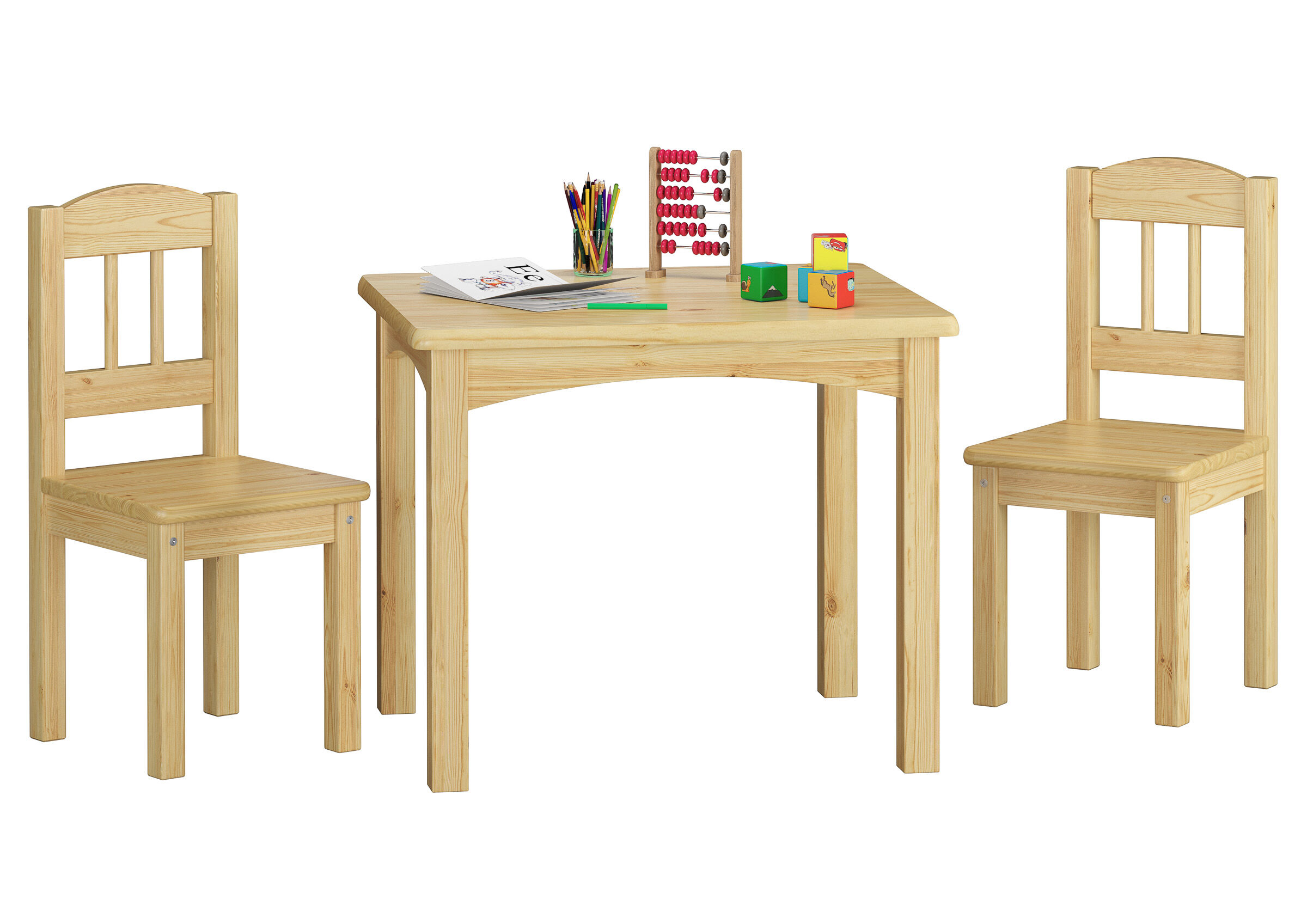 Holzstuhl, Kinderstuhl, Schreibtisch, Abakus, Spielzeugsetz, Kindermöbel tisch stuhl
