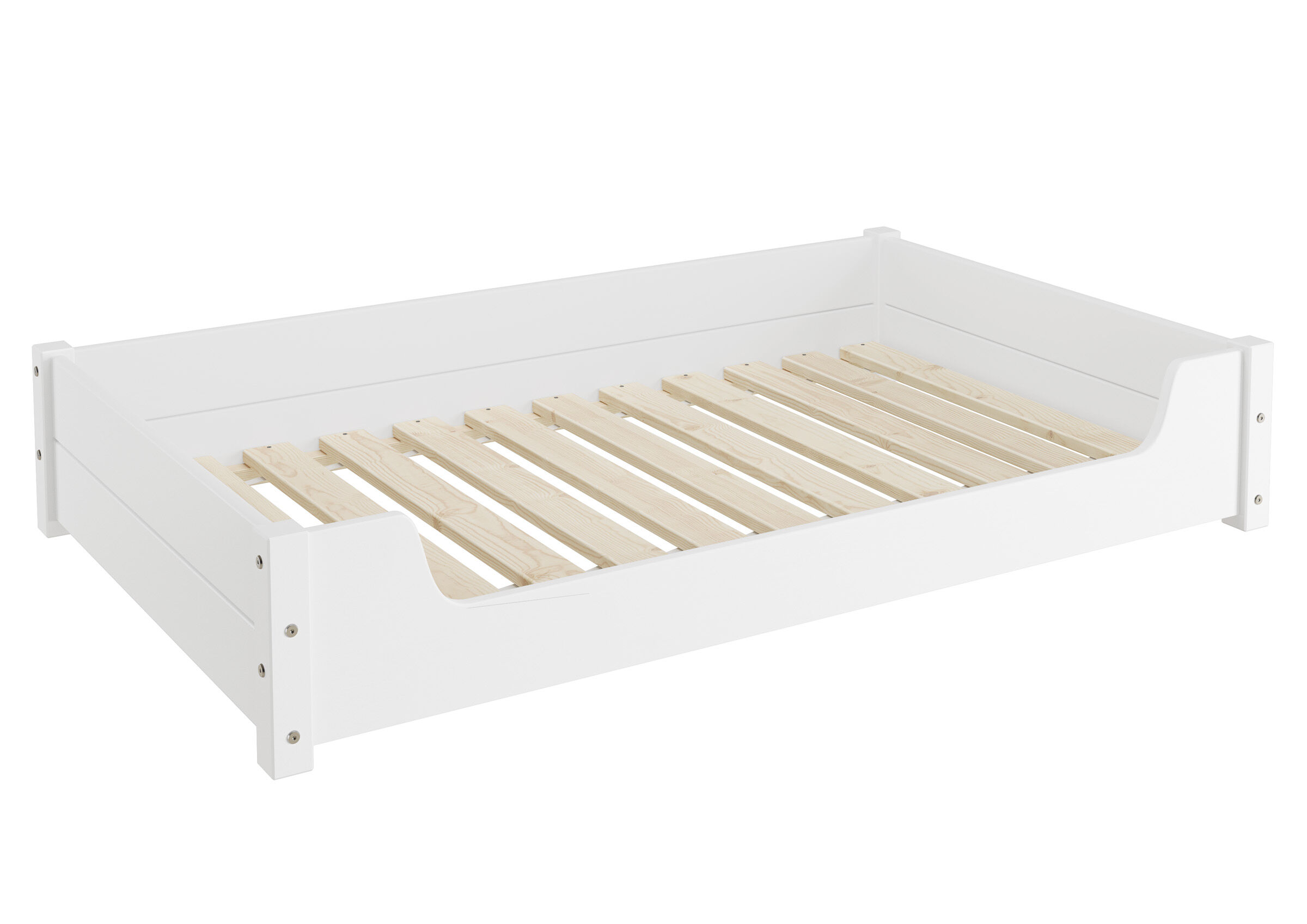 Kinderbett, Holzbett, Weiß, Lattenrost, Kästenbettrahmen, Holzsofa für große Hunde