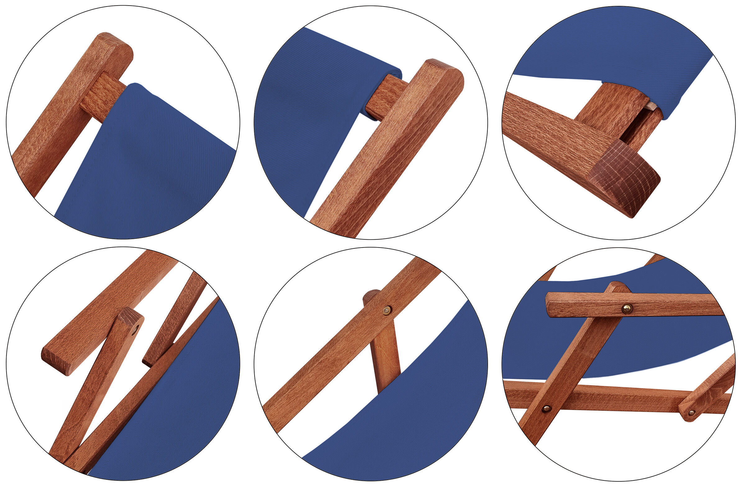 Holz, Mobiliar, Kissen, Dekoration für Zuhause, Buche-Gestell des Strandstuhls mit Stofffarbe blau