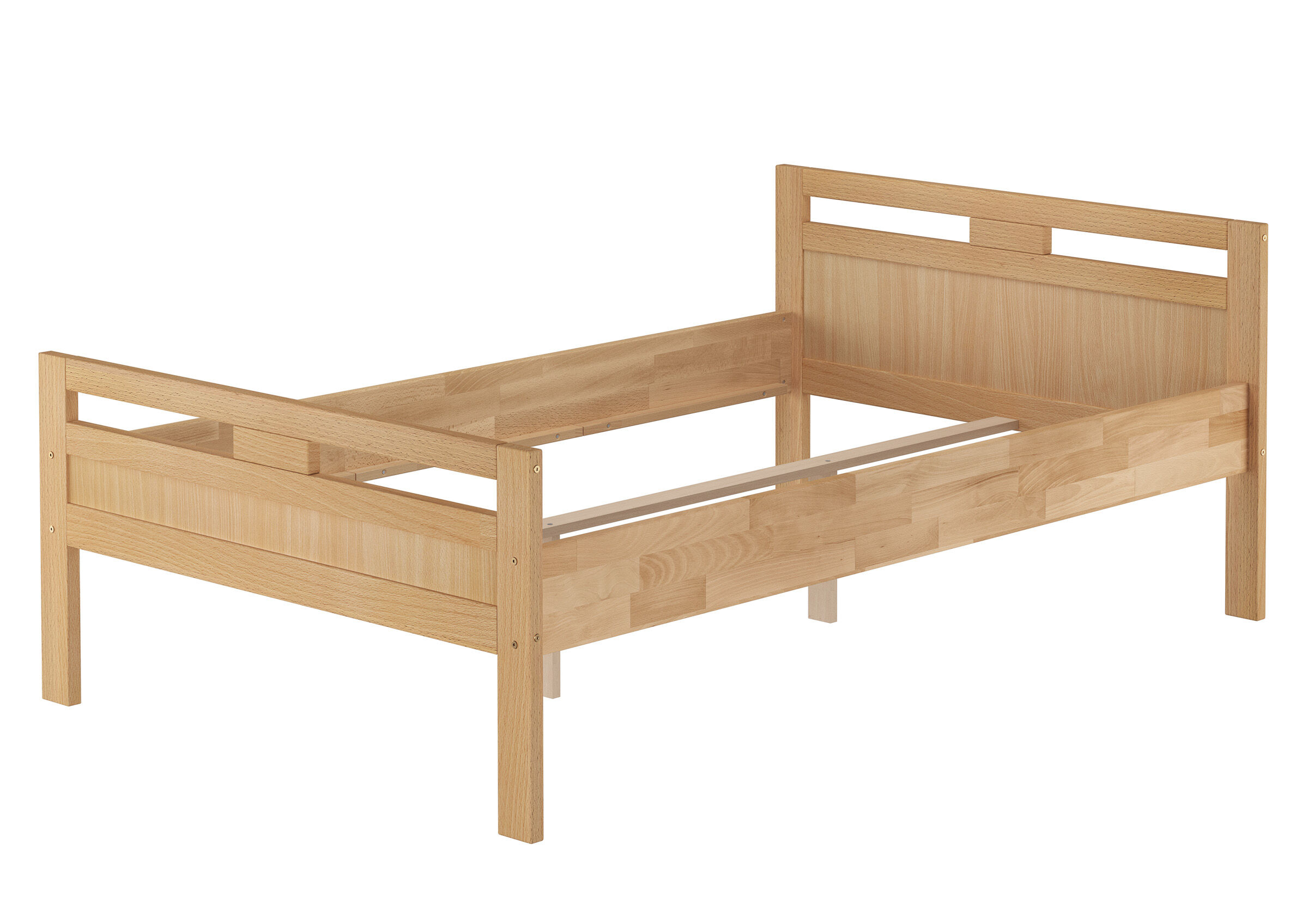 Holzbett, Einzelbett, Kiefernholz, Rahmenbett, naturHolz, Bettgestell aus Buche mit Mittelleiste