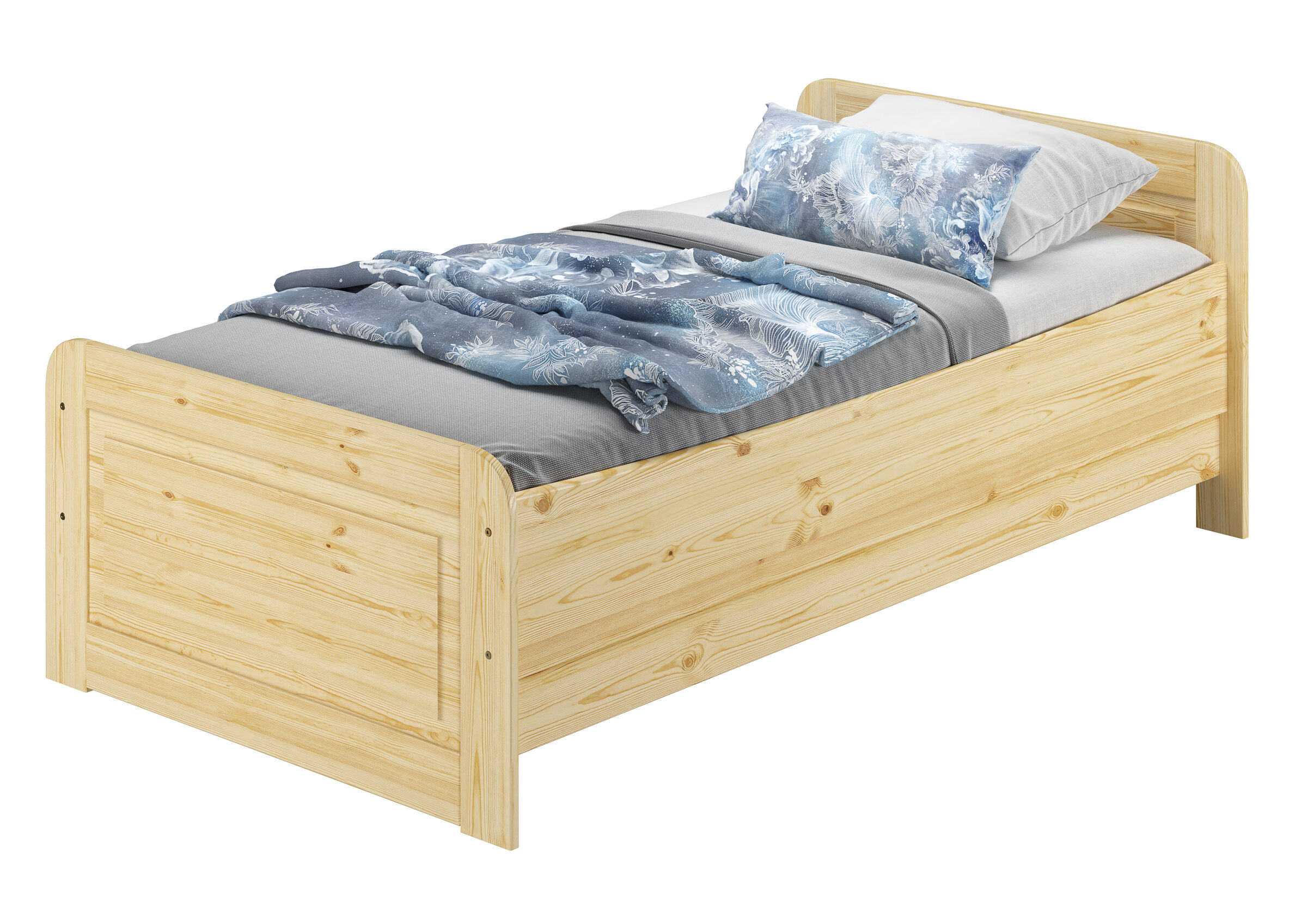 Moebel, Bett, Stabiles Holzbett 90x220 mit höher Sitzkante 