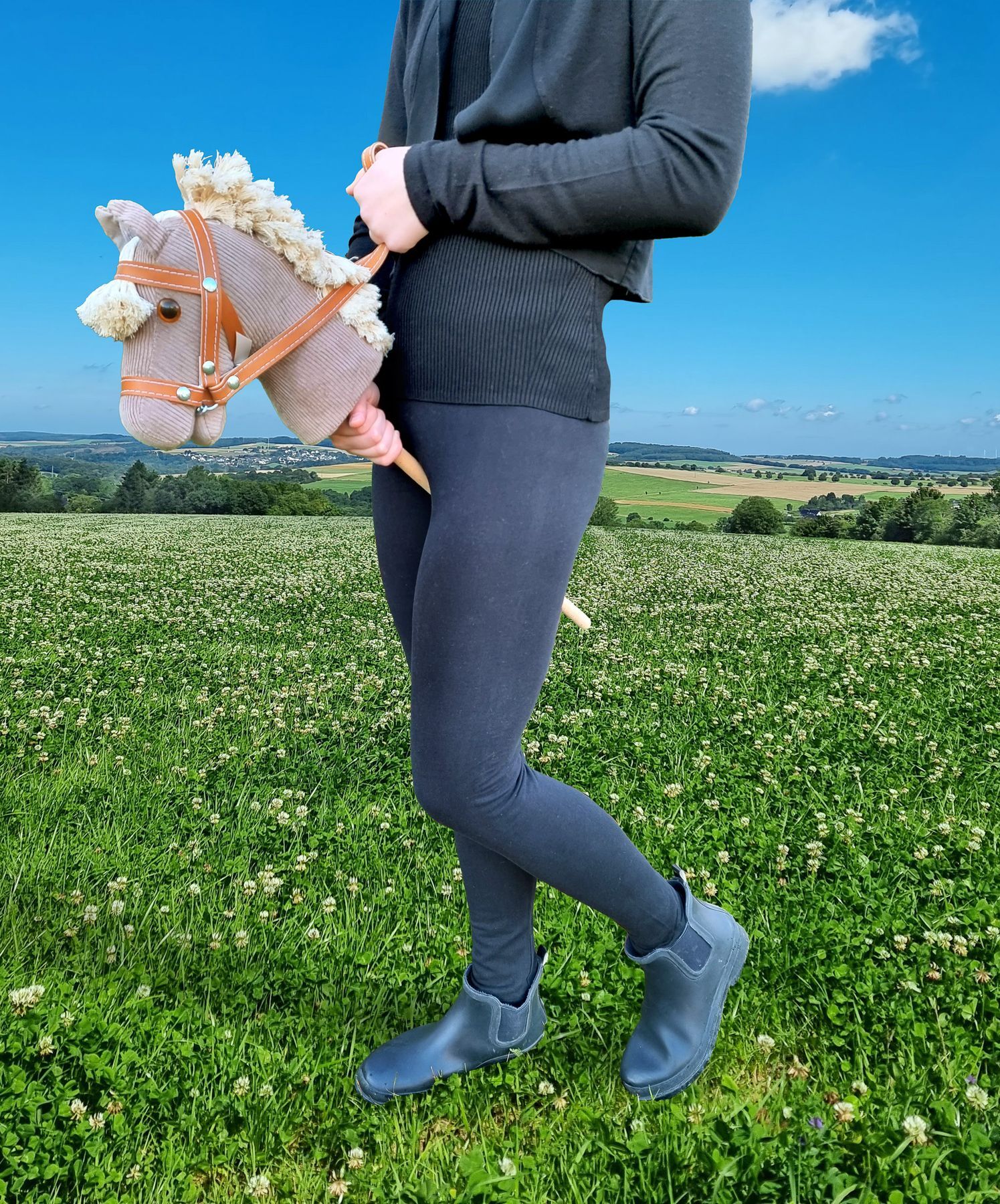 Pferdekopf Spielzeug, Kinderspielzeug, Reitstock, Gummistiefel, Outdoor Outfit, Hobby Horsing