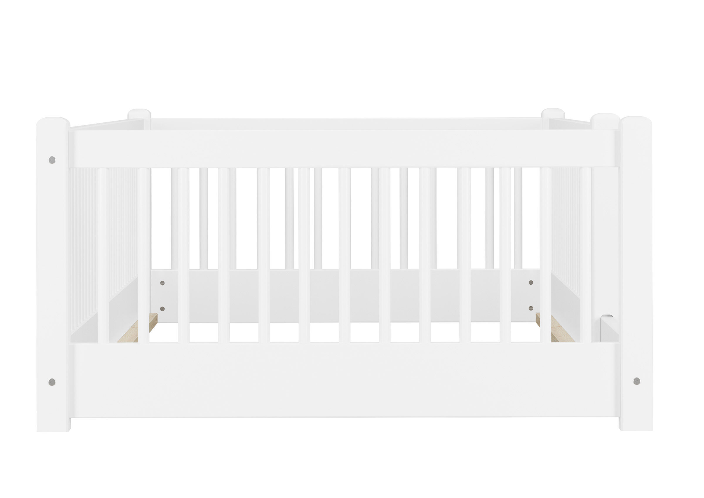 Baby-Bett, Weißes Bett, Lattenstab-Seiten, Holz-Akzente, Kinderzimmer-Möbel, Schönes Kinderbett weiß