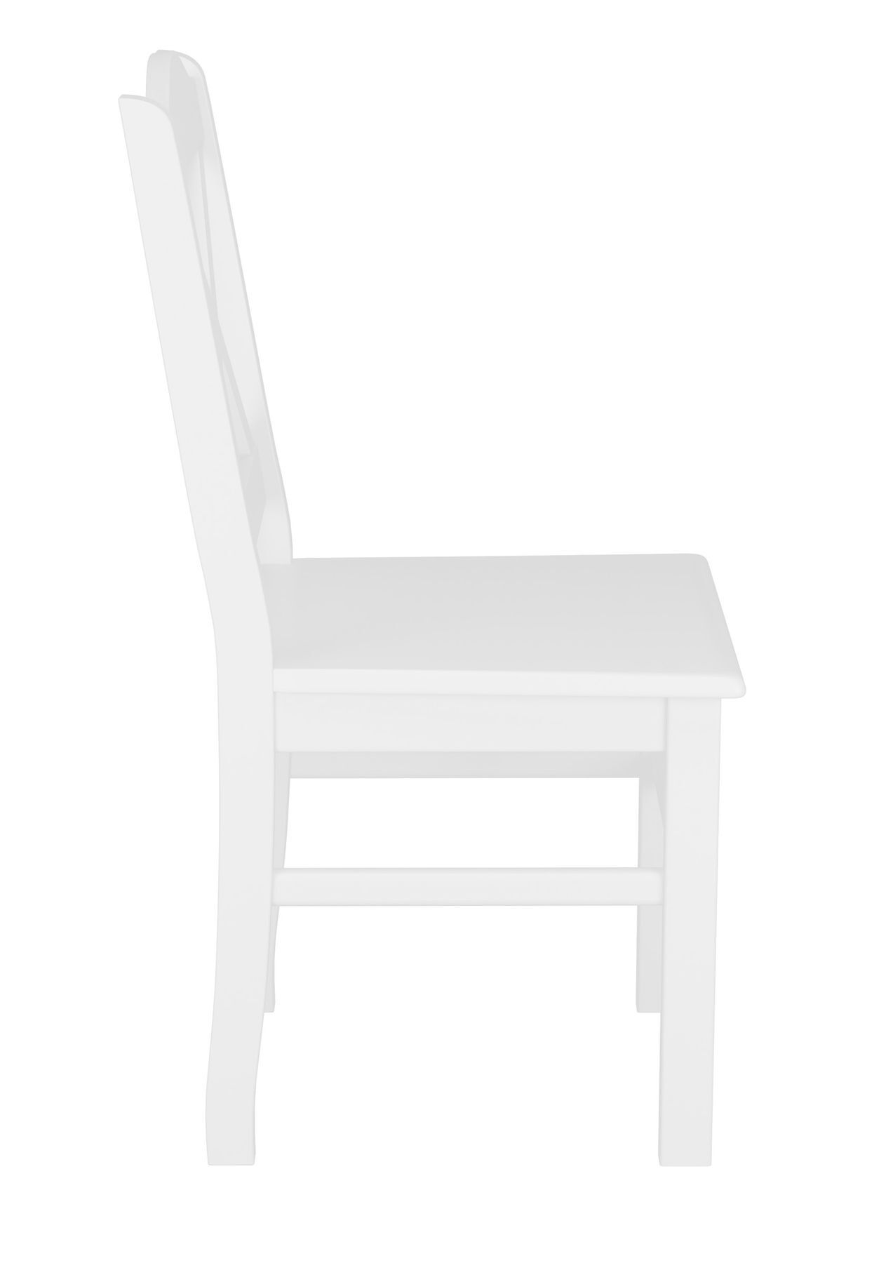 Stuhl, Holzstuhl, weiße Farbe, gerades Design, Sitzmöbel, Holzstuhl aus der Seite