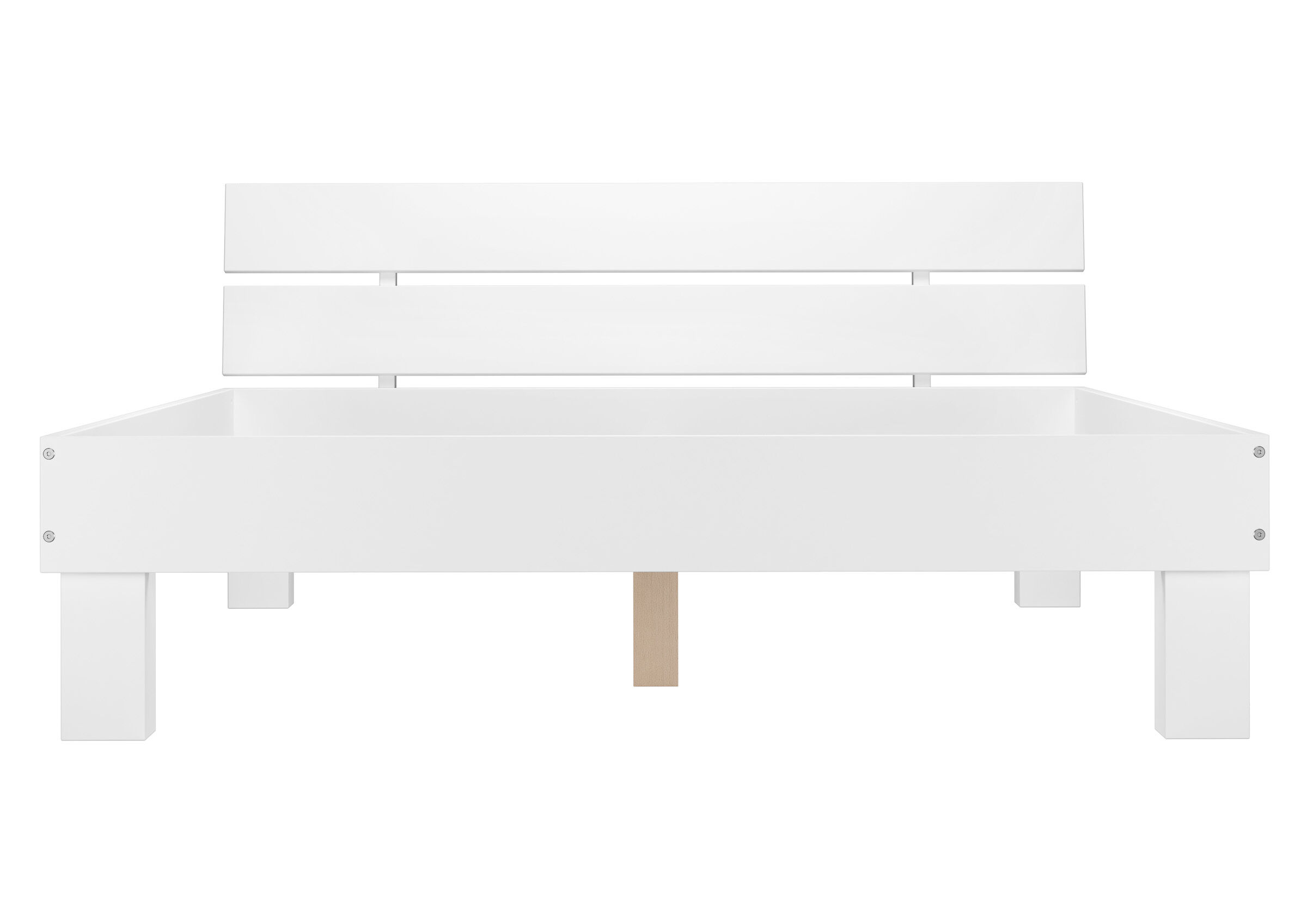 holzstift, bett, weiss, holz, lagerung, Waschweißes Massivholzbett 160x220 mit Lehne