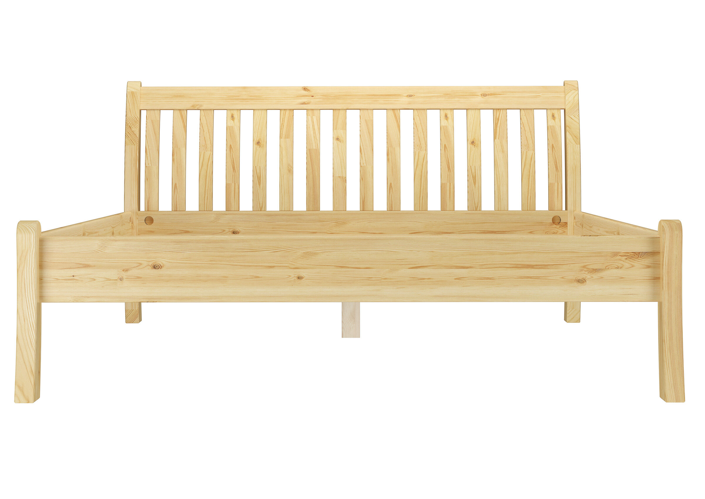 Holzbett, Kopfteil mit Latten, Massivholz, Birkenholz, Holzbettgestell, Zeitloses Kieferholzbett 180x200