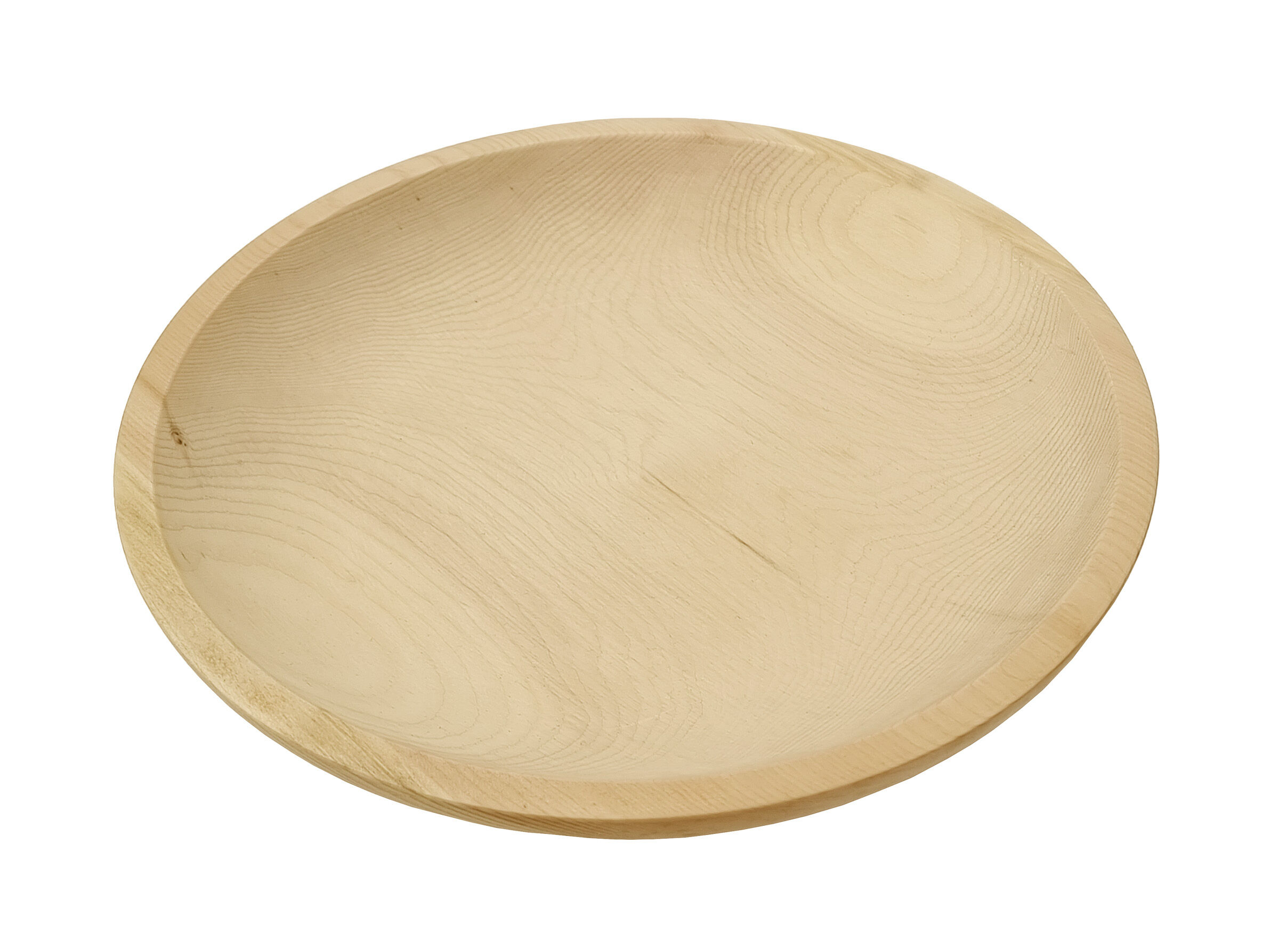 Holzplatte, runde Schale, Holzmaterial, unbedruckte Oberfläche, Naturholz, Obstschale flach aus Zirbenholz
