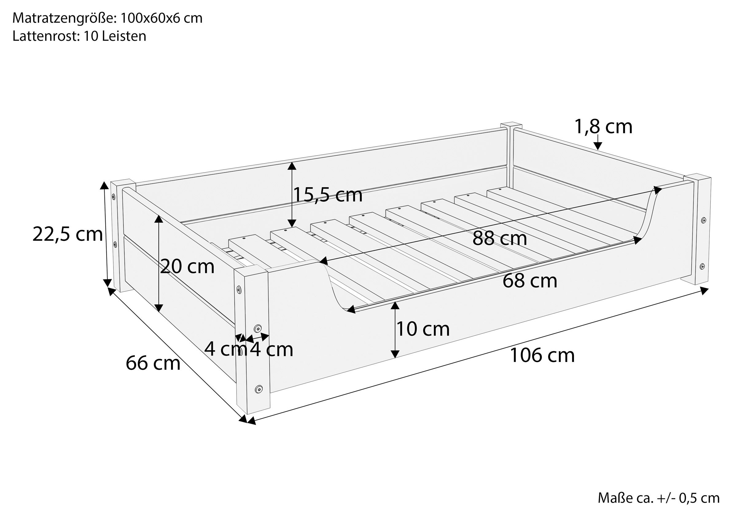 Hundebett Masse 100x60