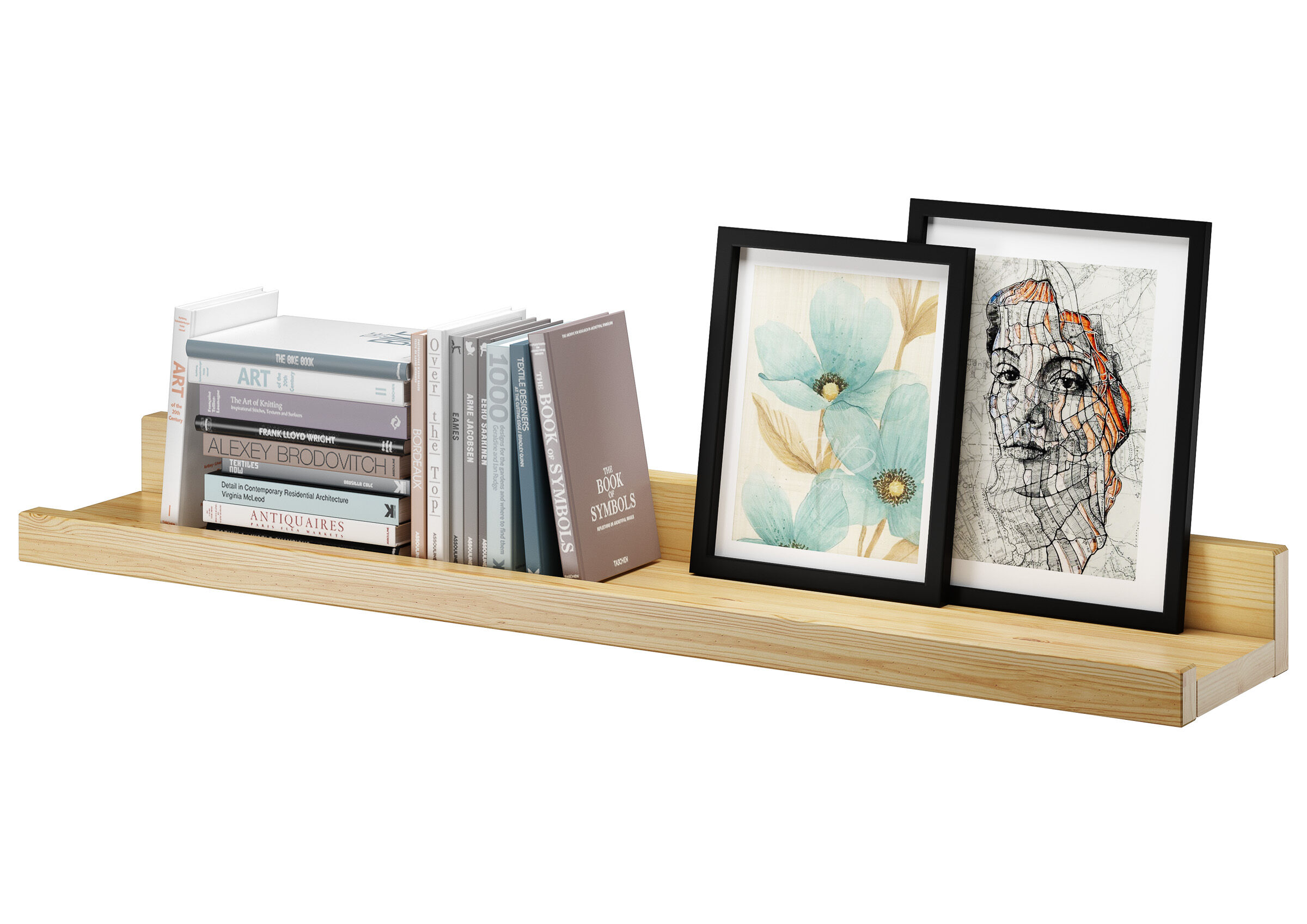 Bücherregal, Bücherstapel, Rahmenbilder, Deko-Regal, Bilderrahmen, Stabile Wandregale