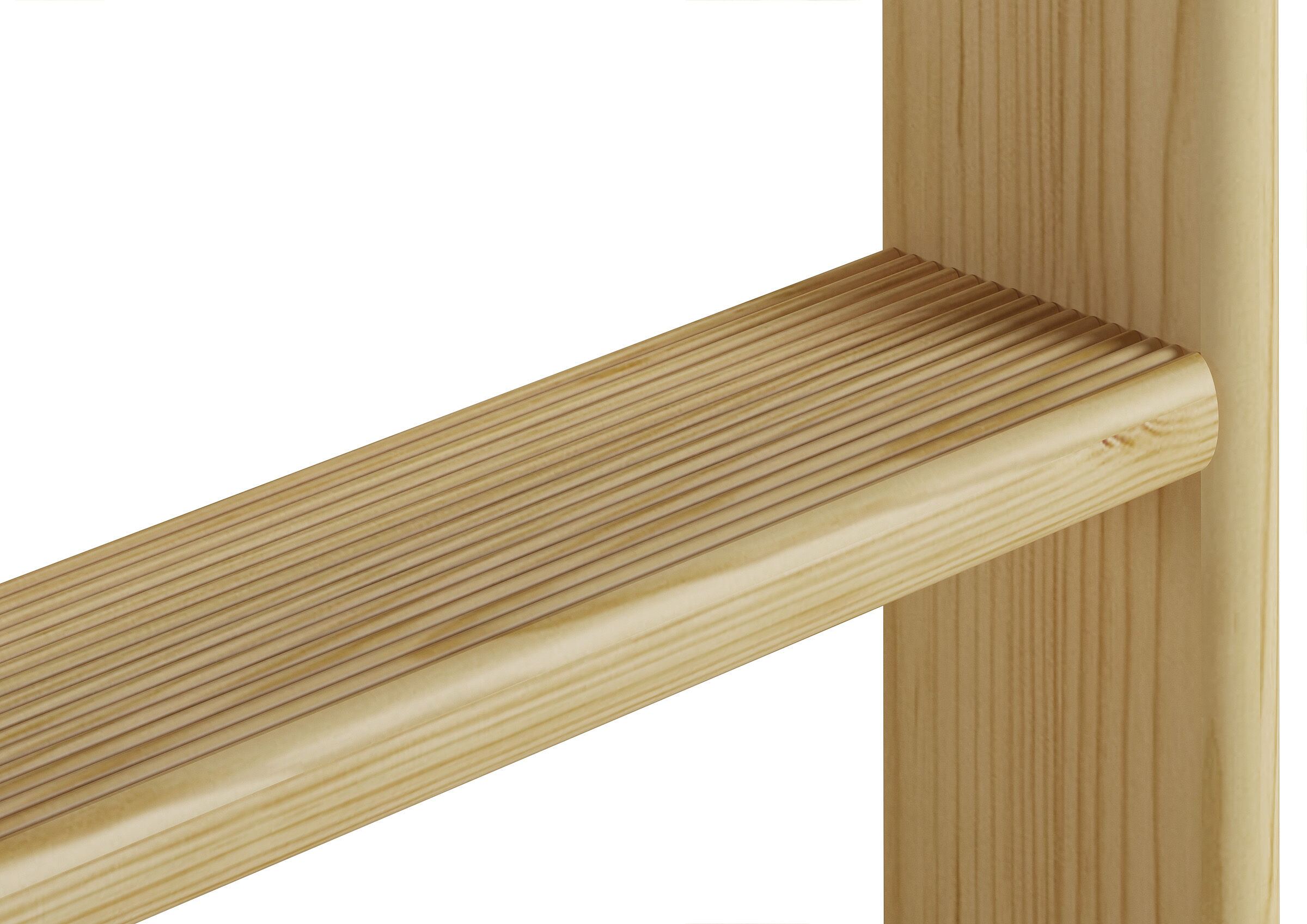 Holzleiter, Holzstufe, Gerades Regalbrett, Holzoberfläche, Naturholz, Stufen mit Rillen für mehr Sicherheit