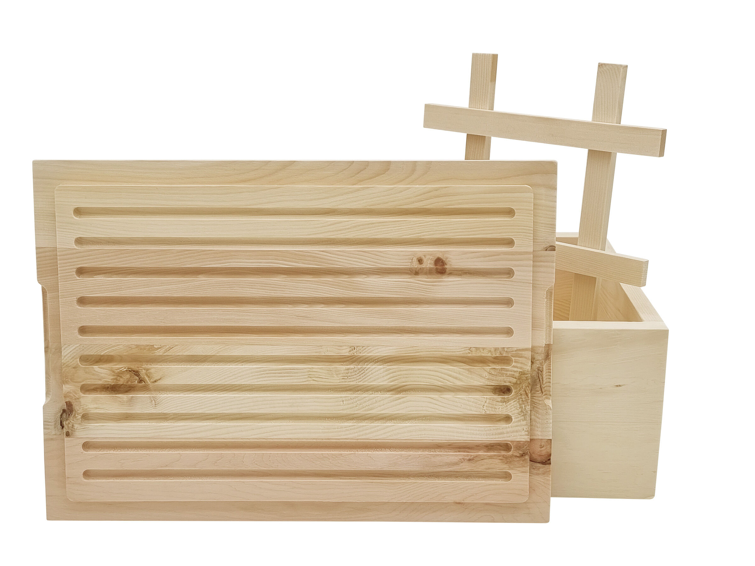 Holz, Holzkiste, Holzlatten, Holzkasten, Gartenholz, Brotkasten 3-teilig mit Deckel und Belüftungsgitter zum einlegen