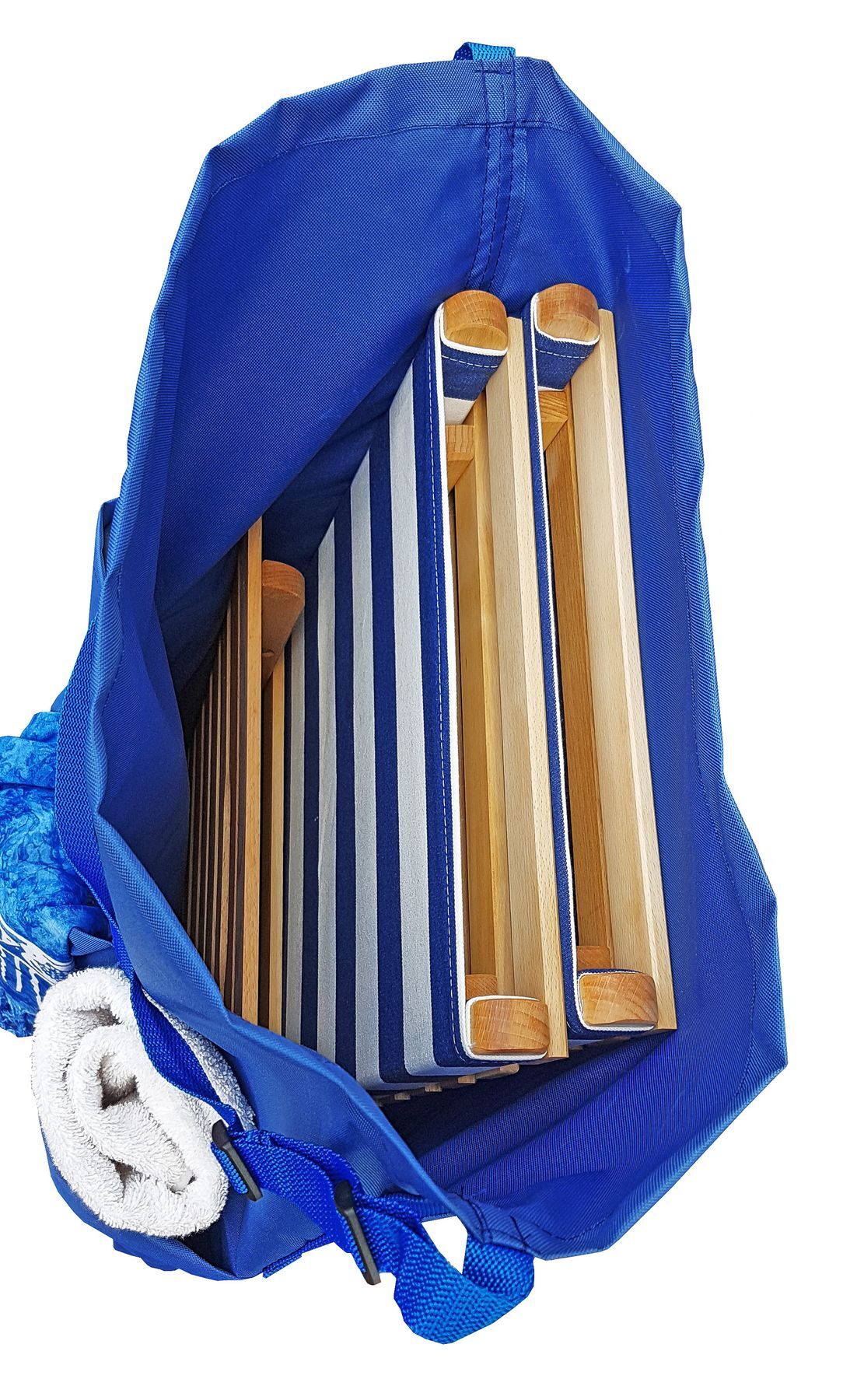 Detailbild der blauen Tasche von Innen Blaue Tasche von Innen im Detail