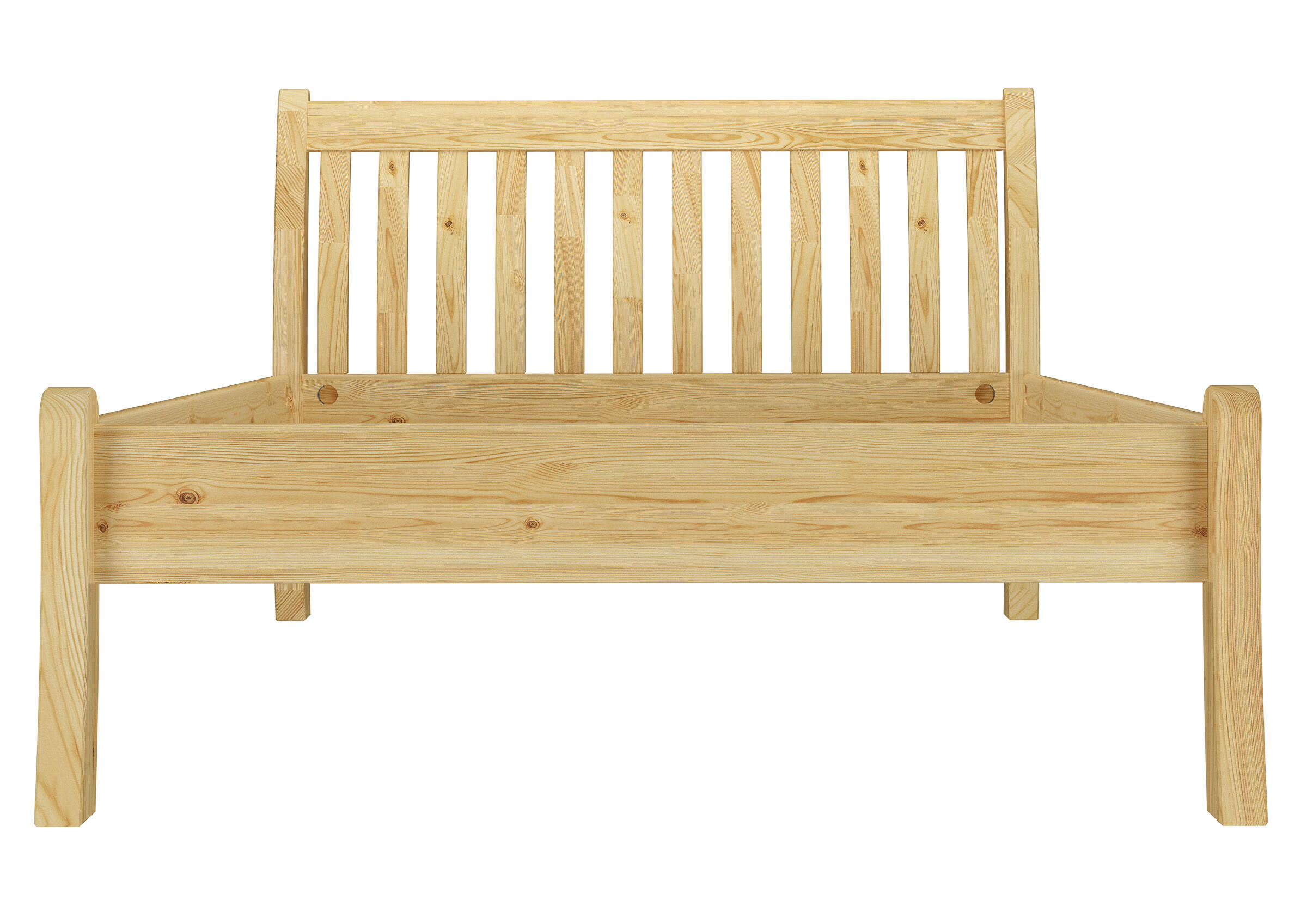 holzbank, holzbank mitlehne, naturholz, massivholz, vintage-stil?, Frontansicht Kiefer Bett natur