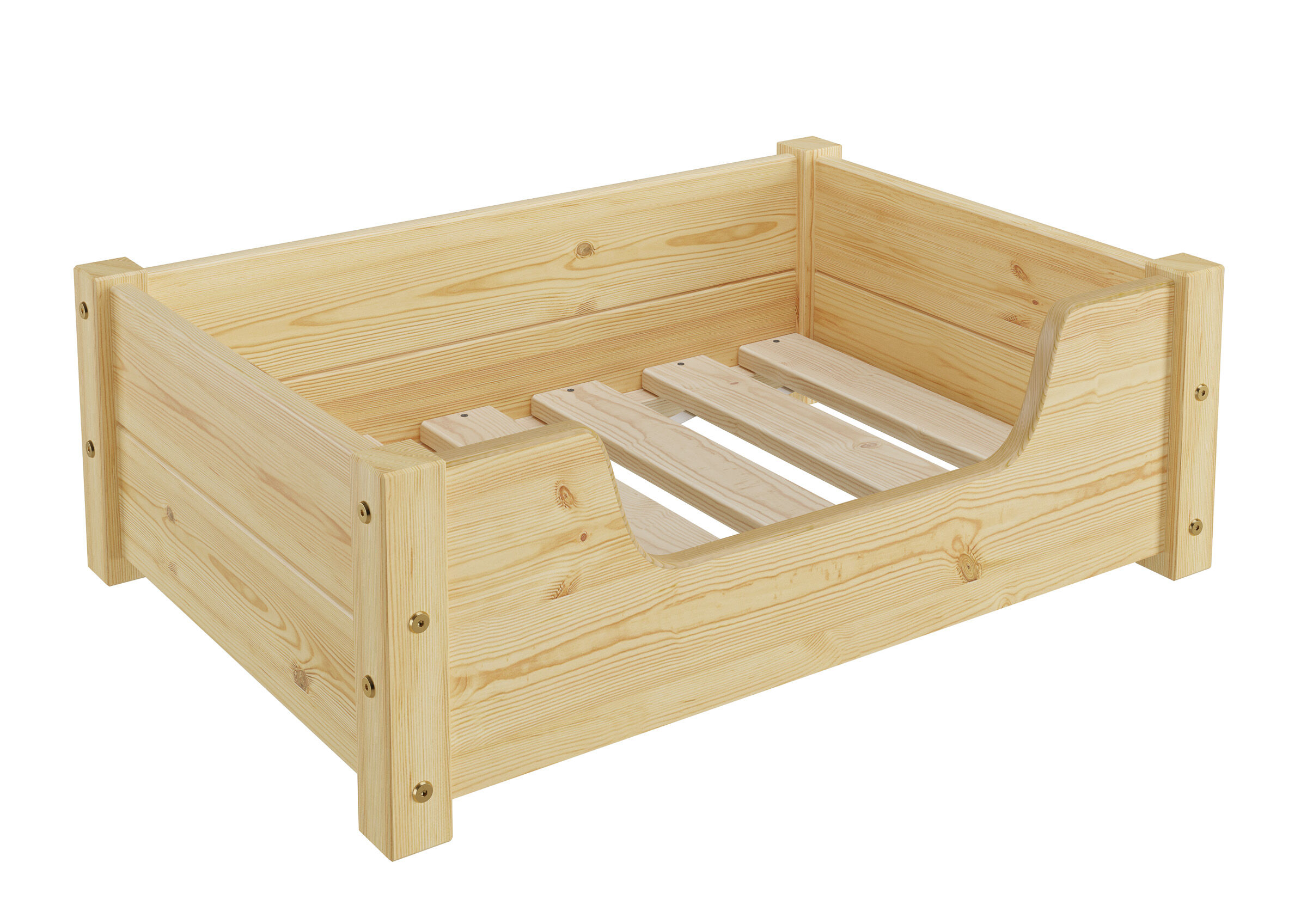 Holzbett, Bauernbett, Kinderbett, Kiefernholz, Lattenbettrahmen, Holzbett für Haustiere 60x40 cm