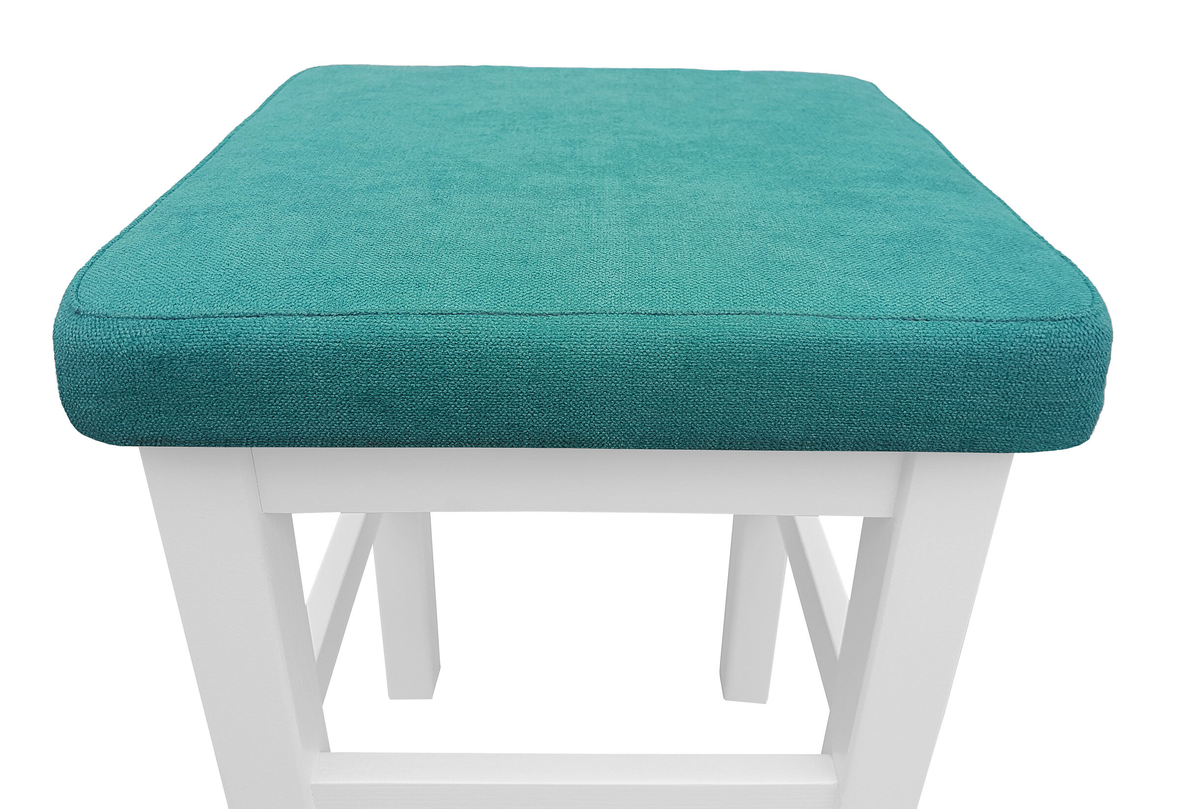 Hocker, Gepolstert, Teal, Auflage, weiße Beine,