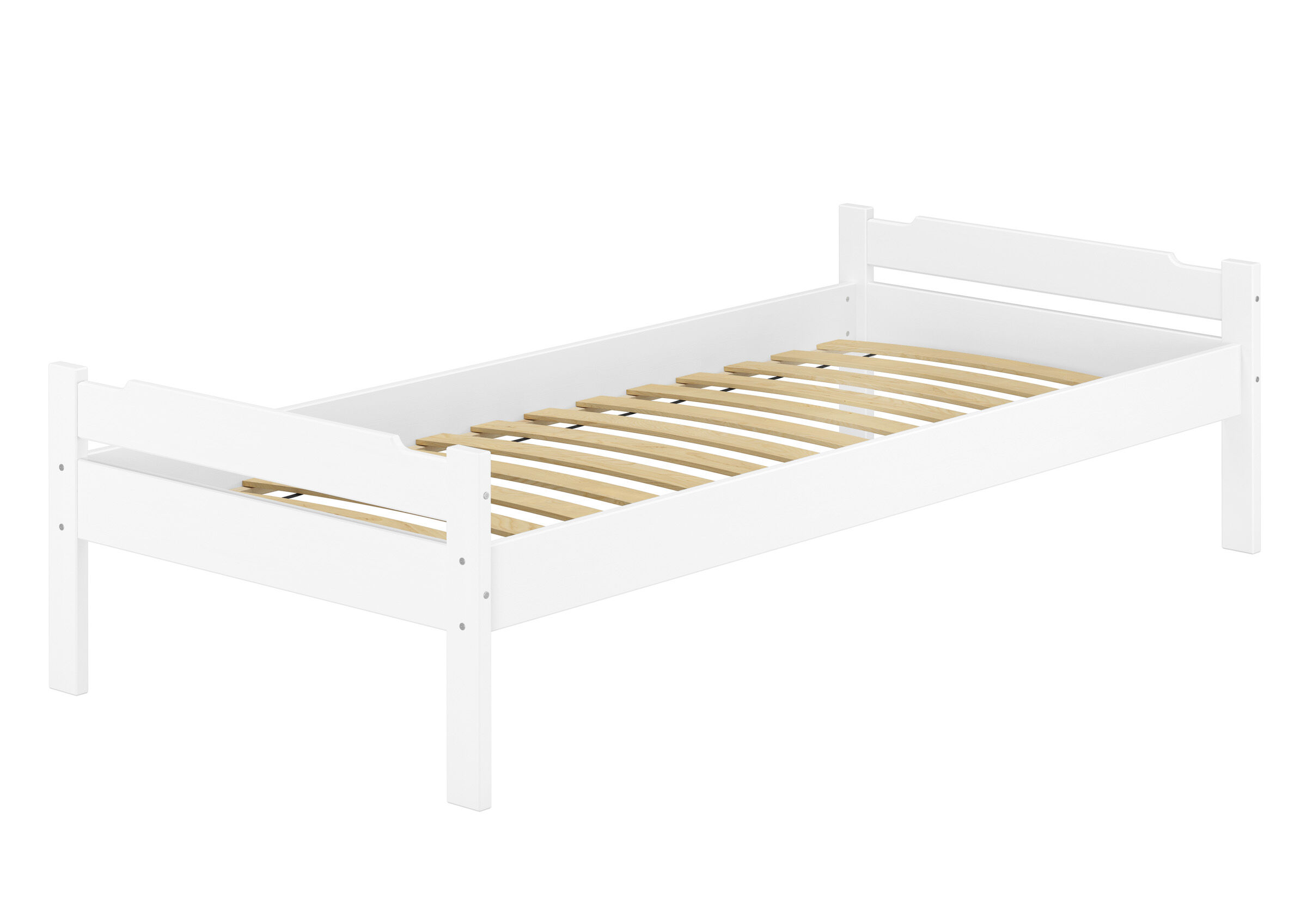 Kinderbett, Holzbett, Weißes Bett, Lattenrost, Holzlatten, Federleisten und Kinderbett