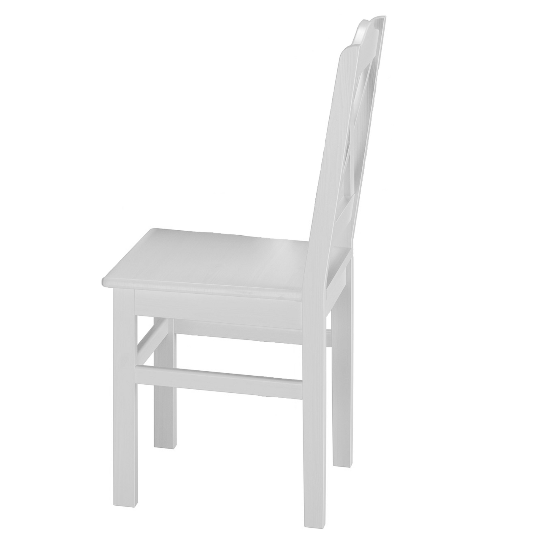 Moebel, Stuhl, Seitenansicht Küchenstuhl Kiefer weiß