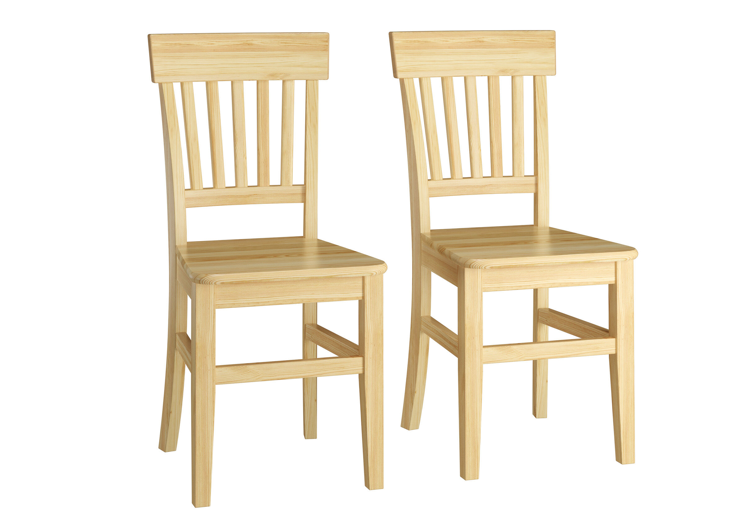 holzstuhl, stuhl, naturholz, vierbeinig, massivholz, Doppelpack Esszimmer Kieferholz