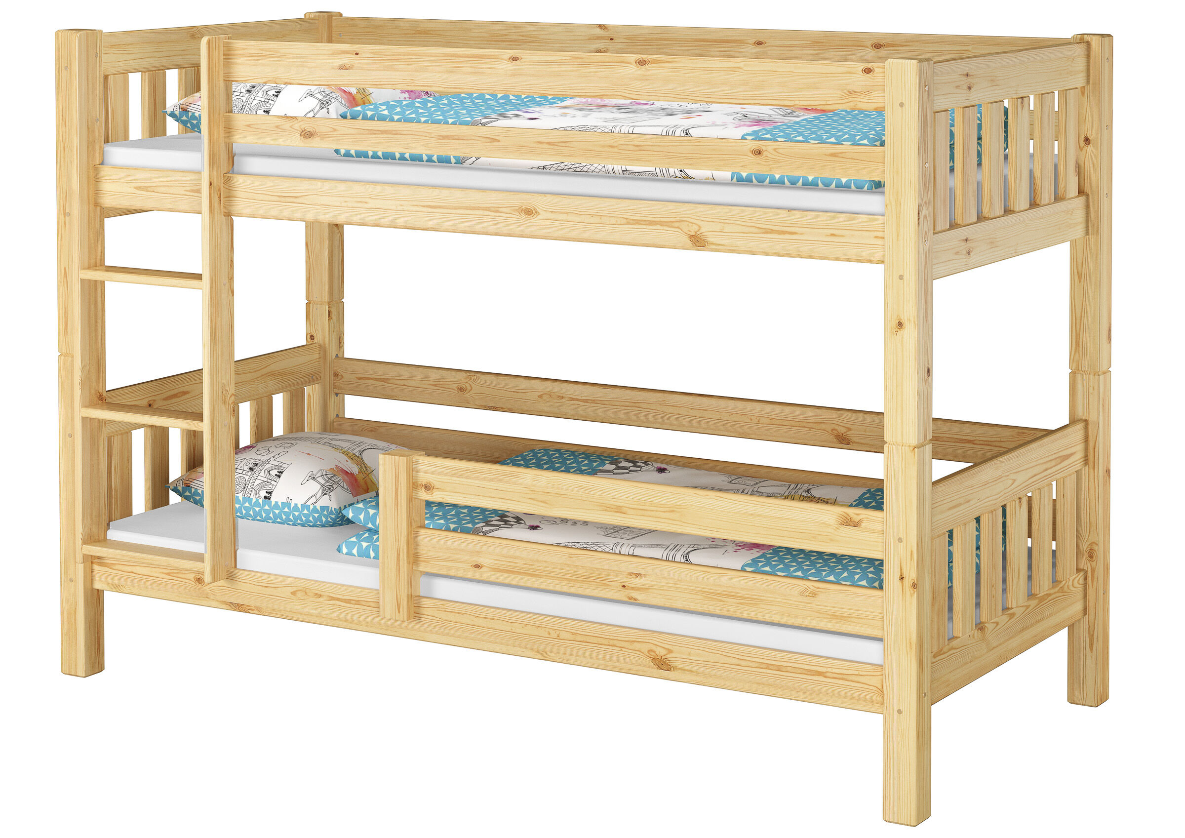 Etagenbett, Holzbetten, Etagenbett Holz, Stockbett, Schlitzbett, Etagenbett aus Kiefer mit viel Zubehör