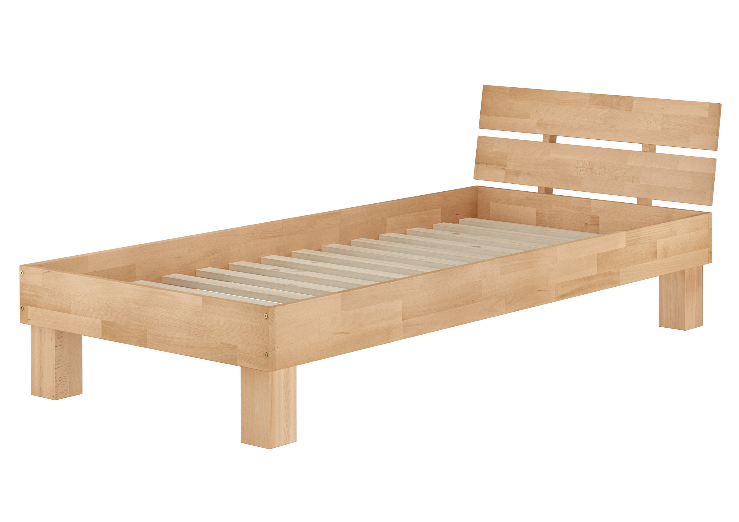 Holzbett, Bettgestell, Lattenrost, Massivholz, Holzbettgestell, Massivholzbett 100x200 aus Buchenholz mit Rollrost