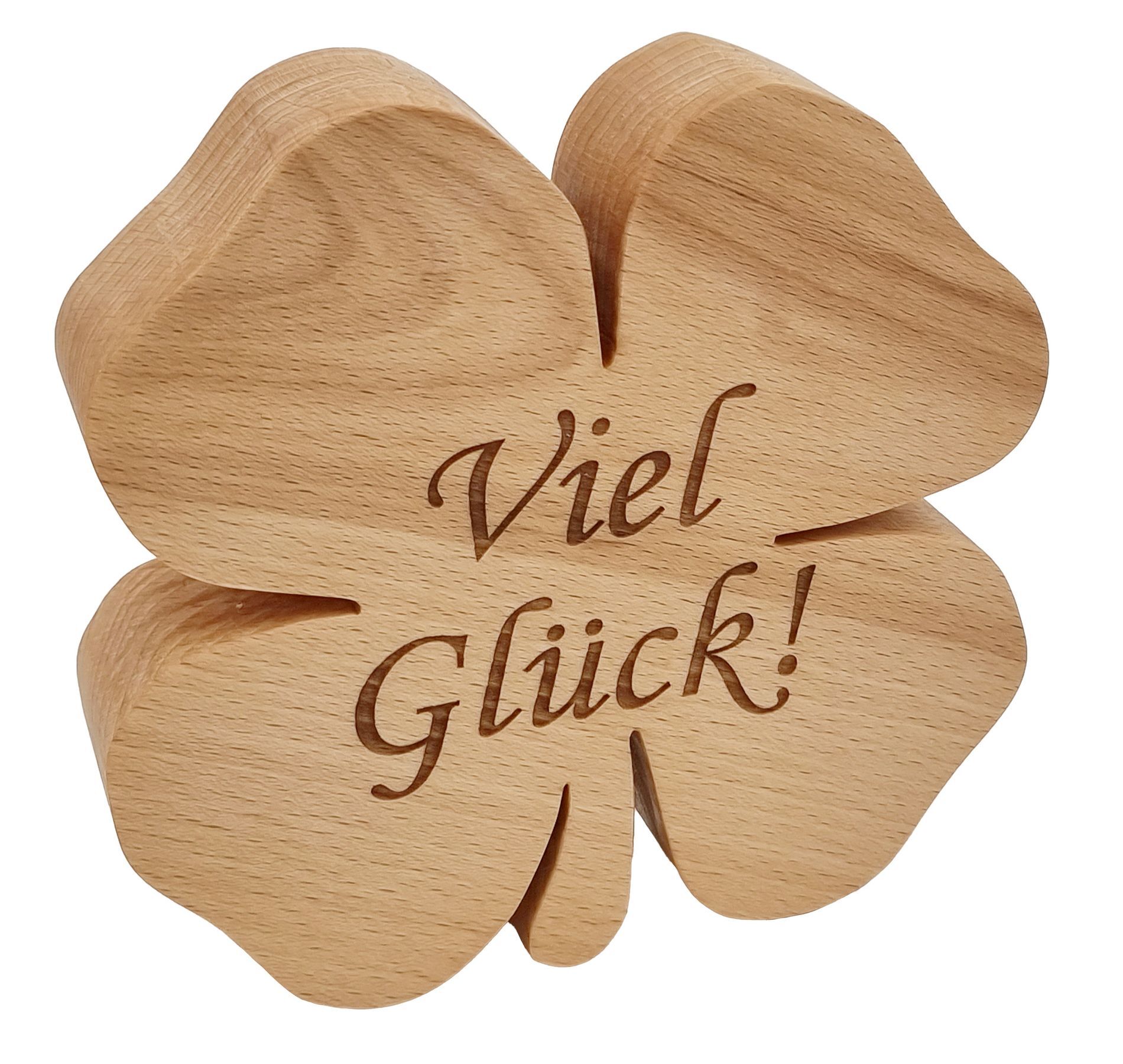 Holz, Klee, Holzdeko, Gravur, deutscher Spruch, Kleines Kleeblatt aus Buche 14 cm