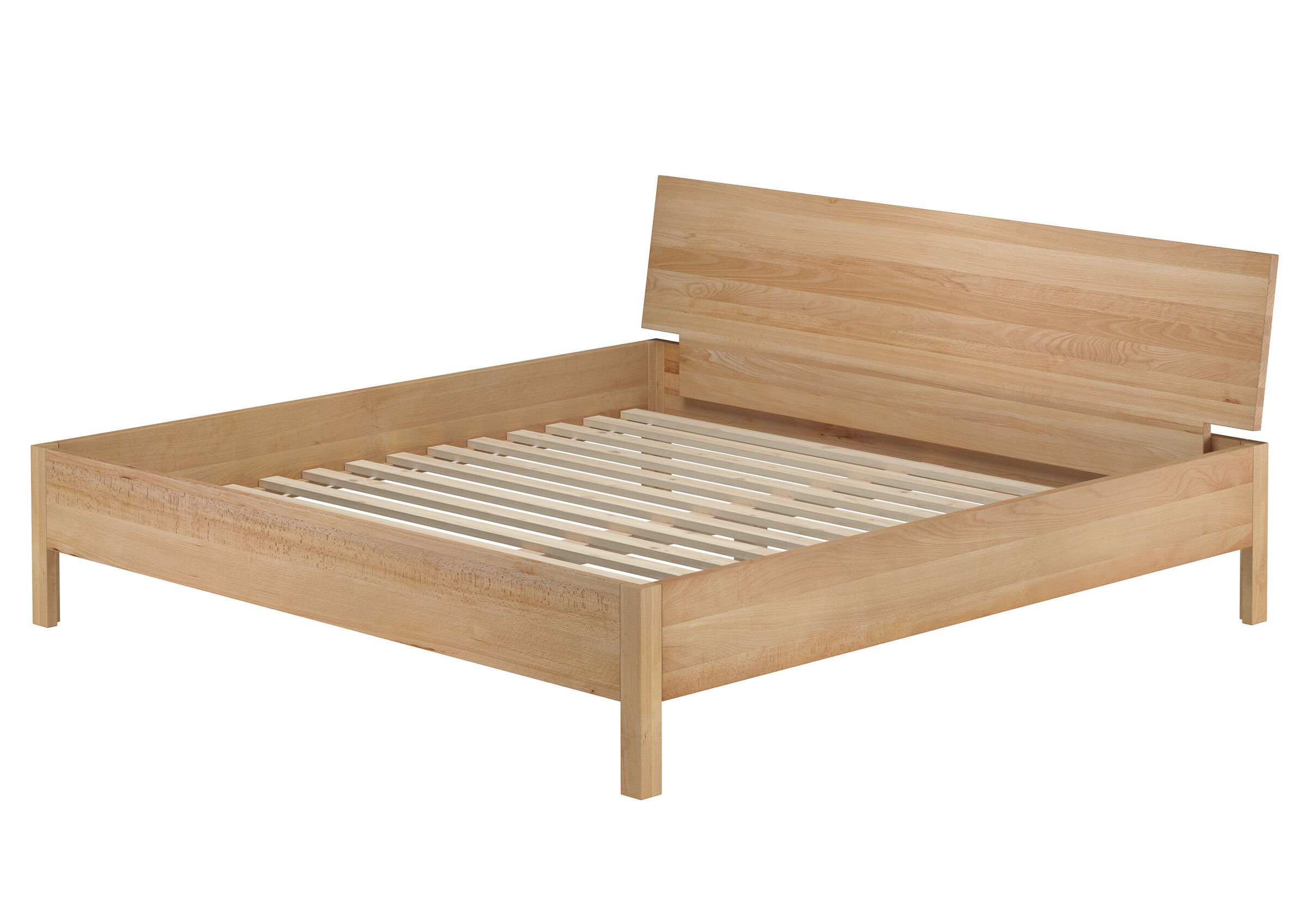 Bettgestell, Holzbet t, Lattenrost, Kopfteil, Kojenbett, Elegantes Doppelbett 200x200 mit starrem Rost