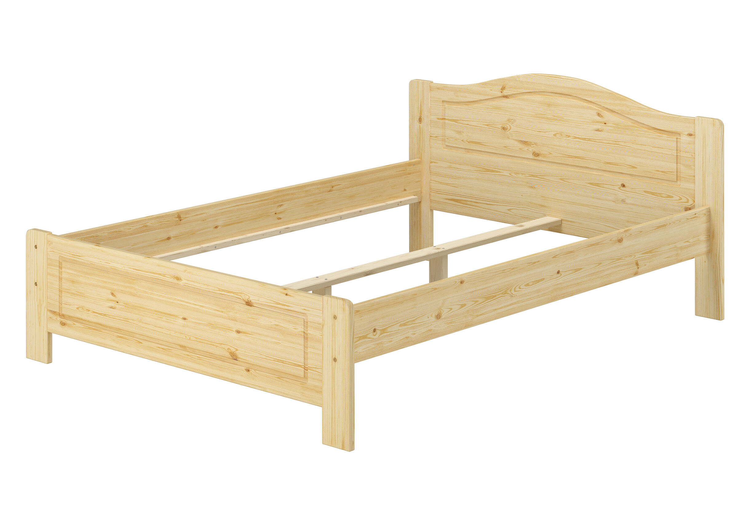 Holzbett, Einzelbett, Kiefernholz, Rahmenbett, Naturholz, Bettgestell Kiefer ohne Zubehör