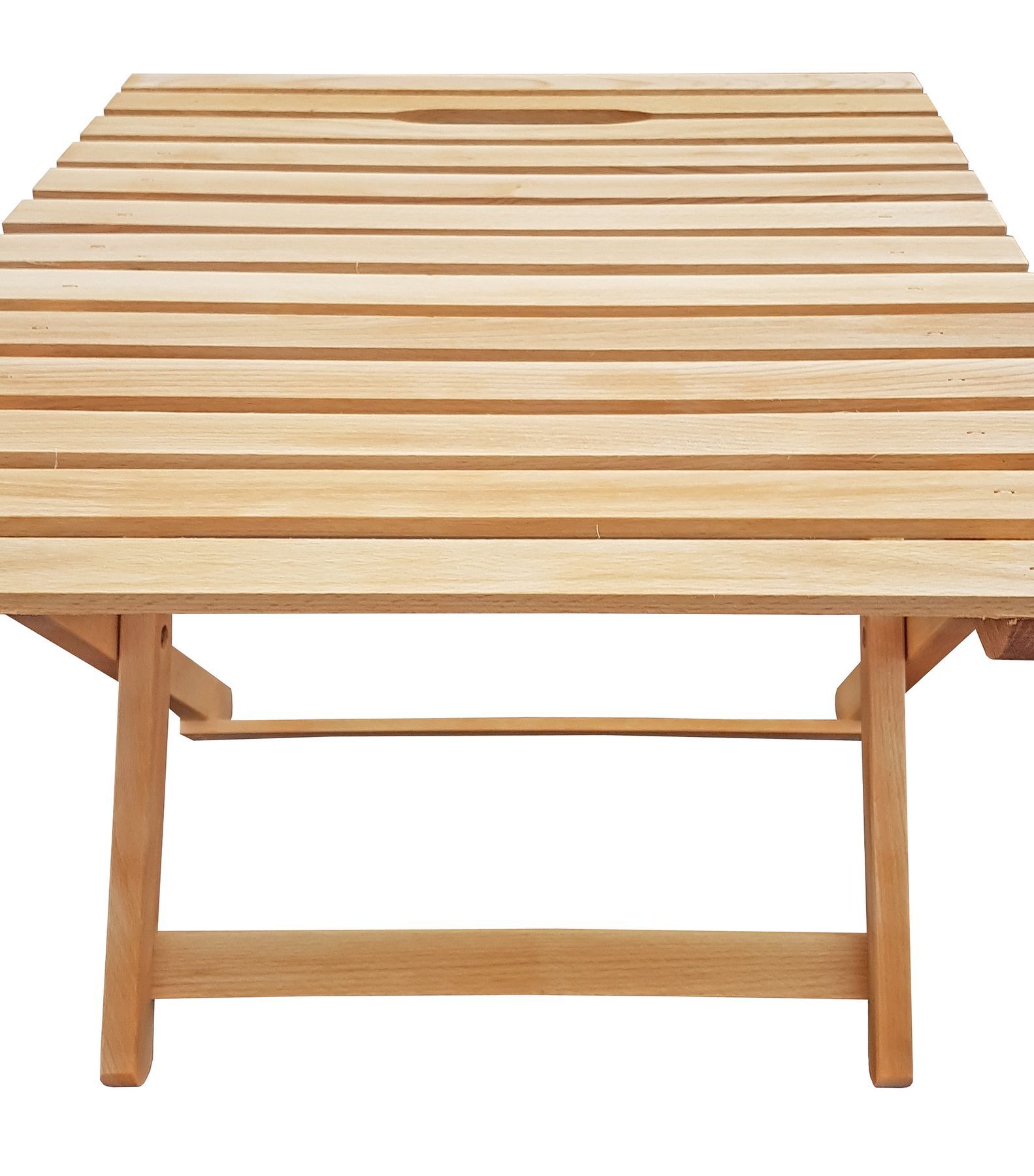Holztisch, Slatentisch, Holzplatte, Klappbeine, Naturholz, Detailansicht Beistelltisch Buche hell