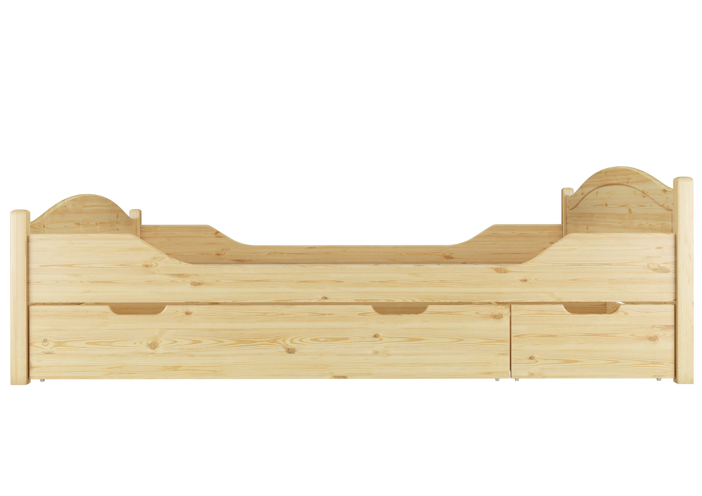 Erst-Holz Letto Matrimoniale In Pino Massiccio 140x220 Con 3 Cassettoni – 4 Varianti Con Doghe E Materasso