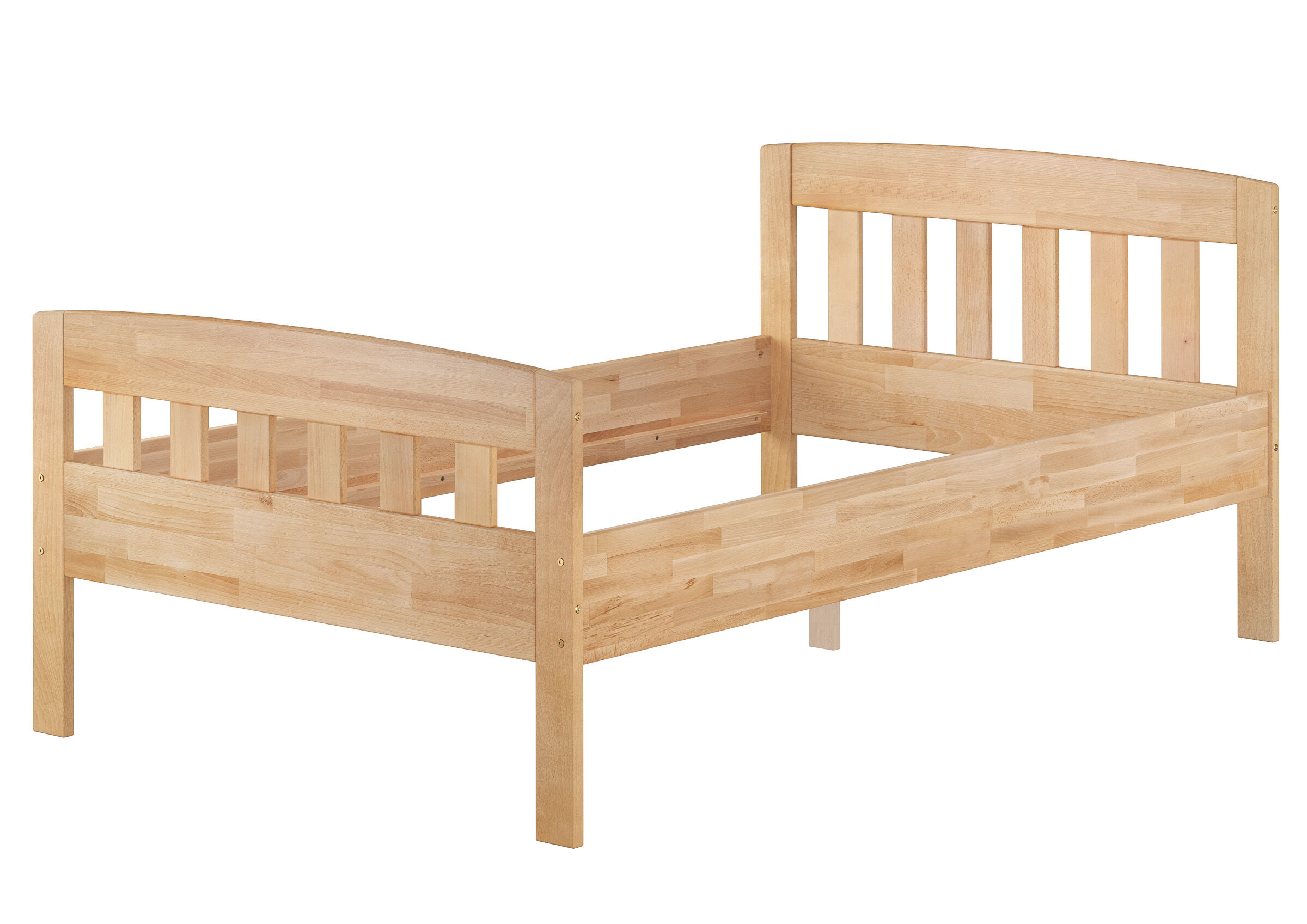 Holzbett, Kinderbett, Einzelbett, Naturholz, Holzbetten-Set, hohes Seniorenbett 120x200