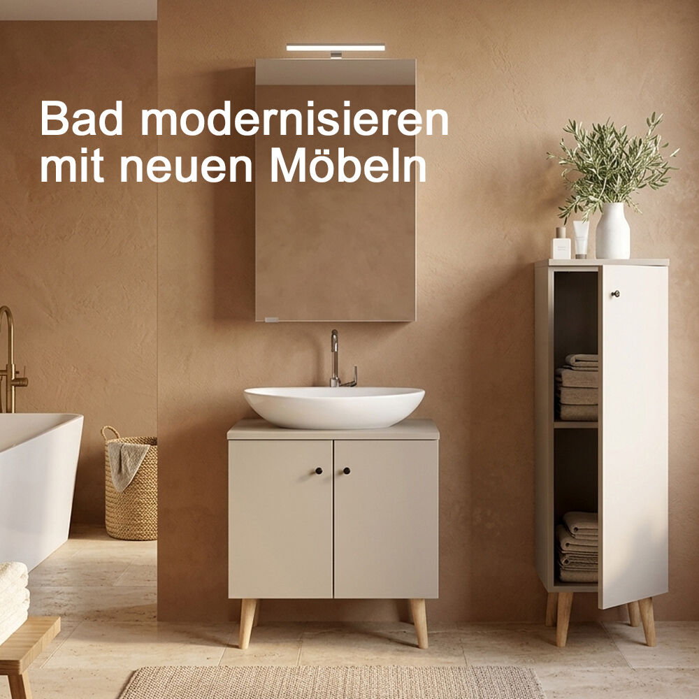 Badezimmer, Waschtisch, Waschbecken, Spiegel, Möbelset,