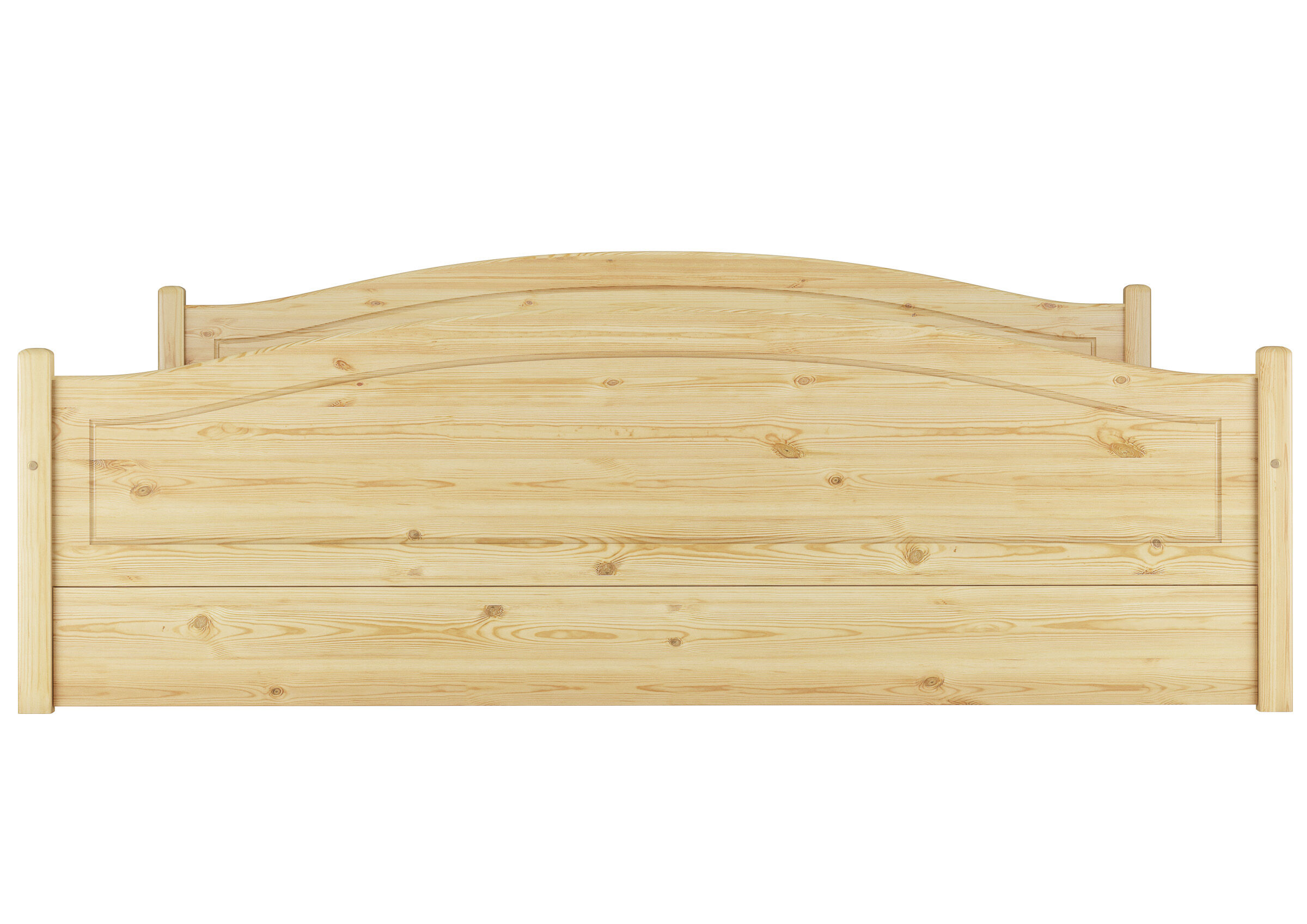Holzbett, Kopfteil, Holzbettenkopfteil, Naturholz, Holzstruktur, Frontansicht Kiefer Massivholz