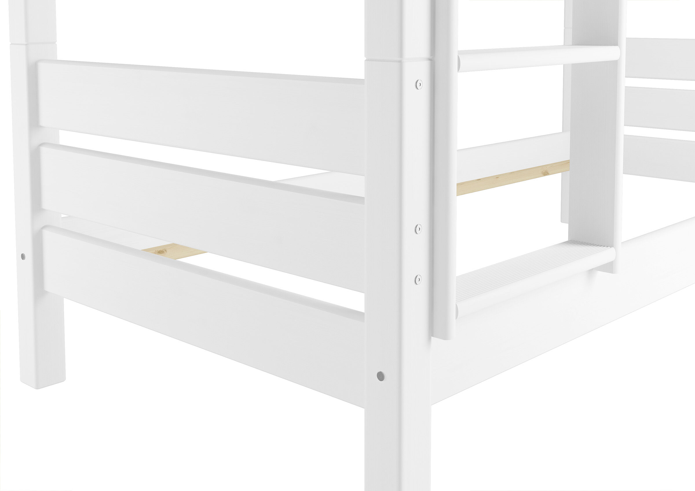 holzbrett, holz, weiß, bettgestell, lattendeck, Etagenbett unten weiß lackiert