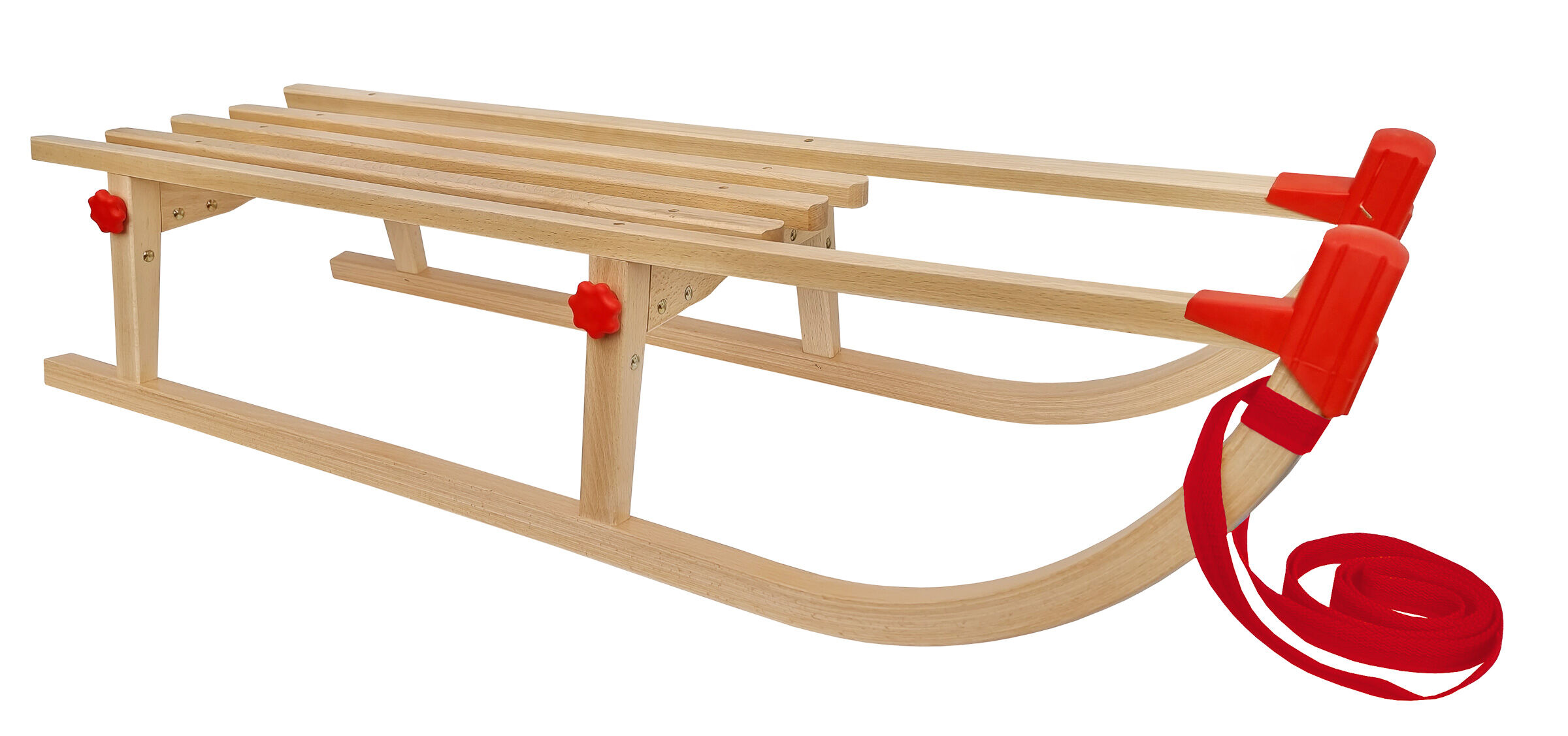 Schlitten, Holz, rot, Gurtband, Schnalle, Davos Schlitten