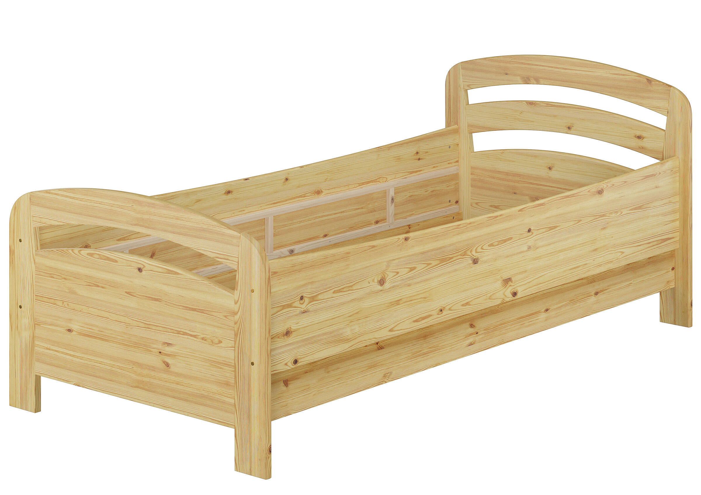 Holzbett, Einzelbett, Kinderbett, Naturholz, Massivholz, Einzelbett extra hoch