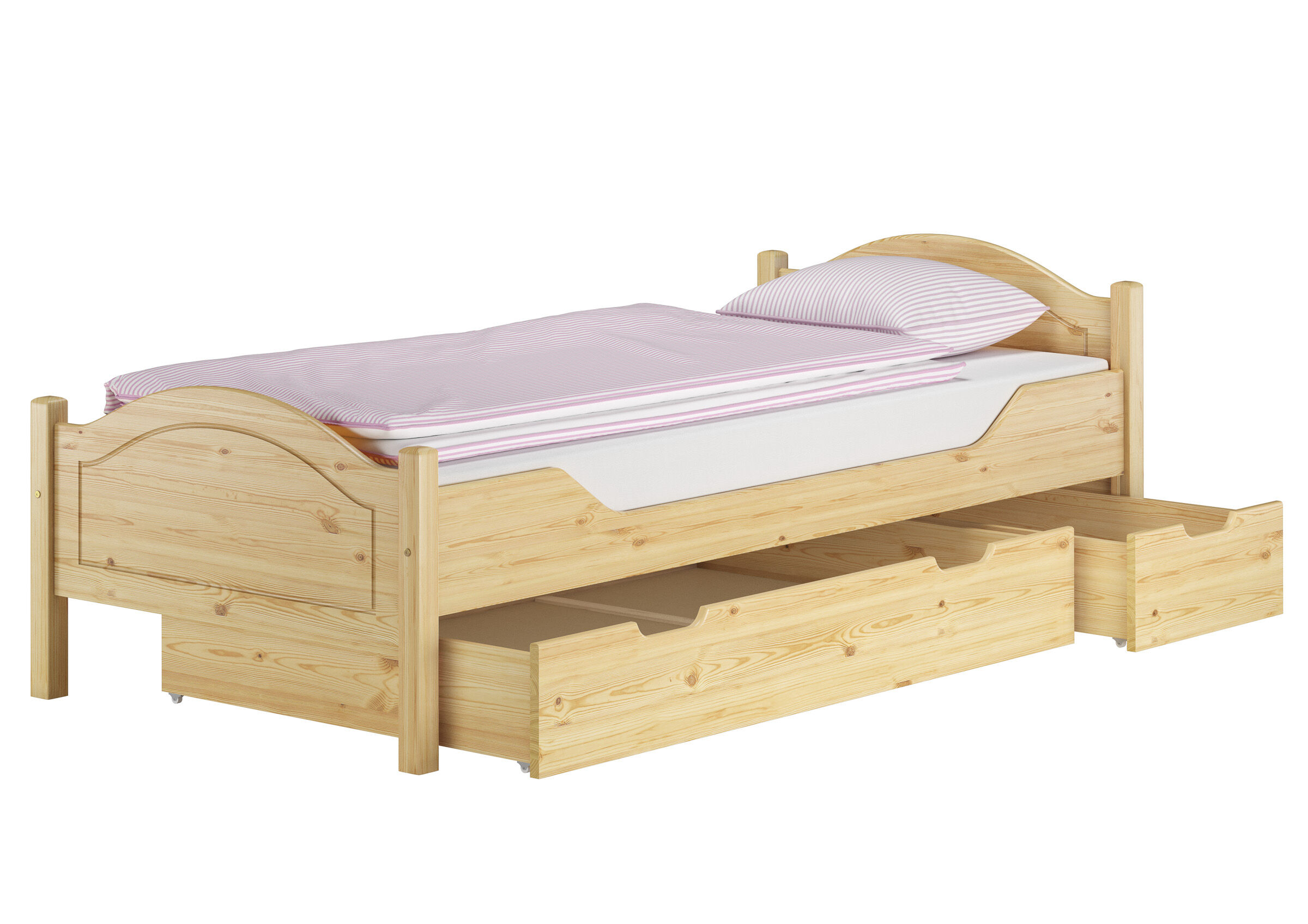 Holzbetten, Schubladenbett, Kinderbett, Holzrahmen, Bettrahmen, Bett Kiefer natur