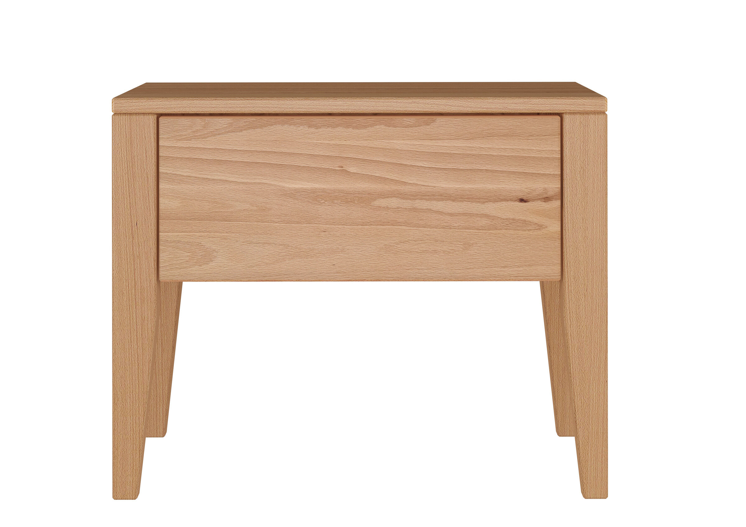 Nachttisch, Nachtkonsole, Holz, Beige Holzoptik, Schublade, Buchenachttisch mit Schublade