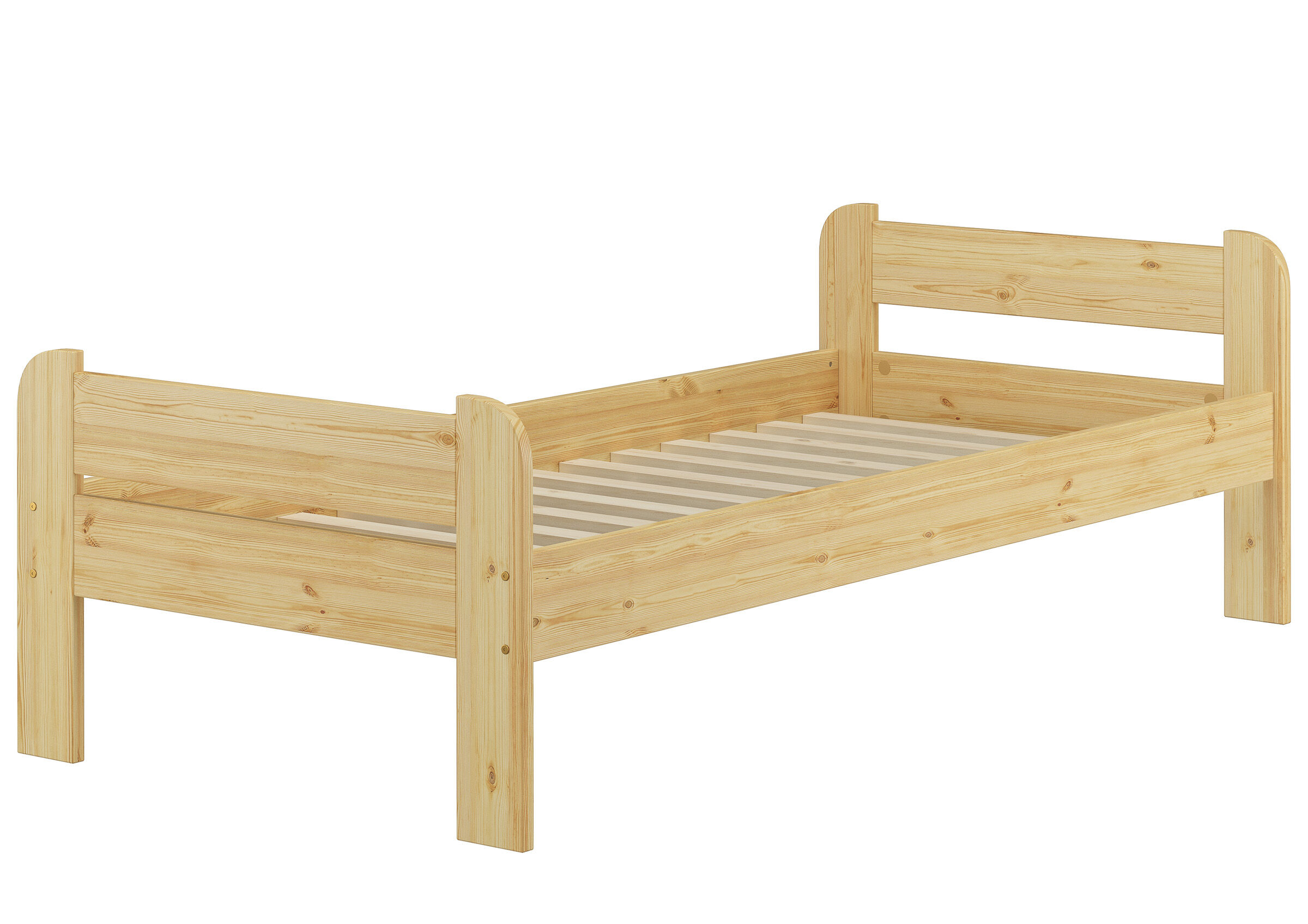 Holzbett, Kinderbett, Naturholz, Holzlattenrost, Bettrahmen, Kinderbett Kiefer natur mit Rollrost