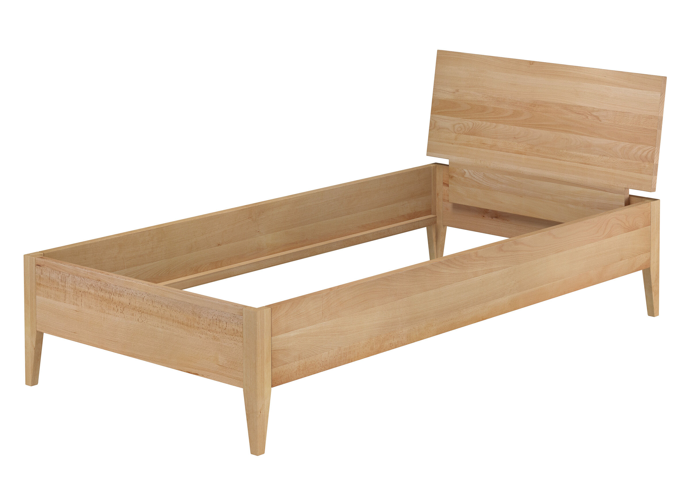 holzbettrahmen, bettgestell, holz, natürliche holzfarbe, bettplatte, Buchenholz-Einzelbett 100x200