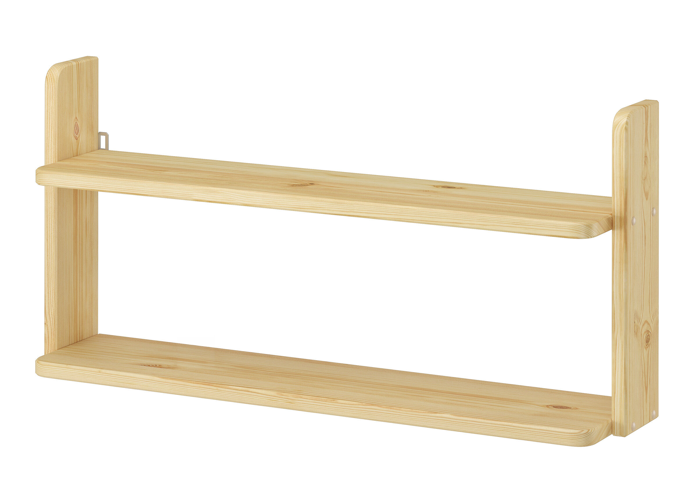 Holzregal, Wandregal, Holzfinish, Regalträger, Zwei Ebenen, Einhängeregal für Etagenbett