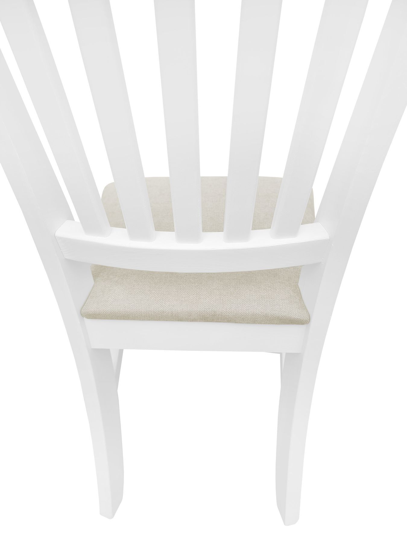 stuhl, stuhl mit polster, weißer stuhl, holzstuhl, bezug beige, Küchenstuhl weiß - Ansicht von hinten