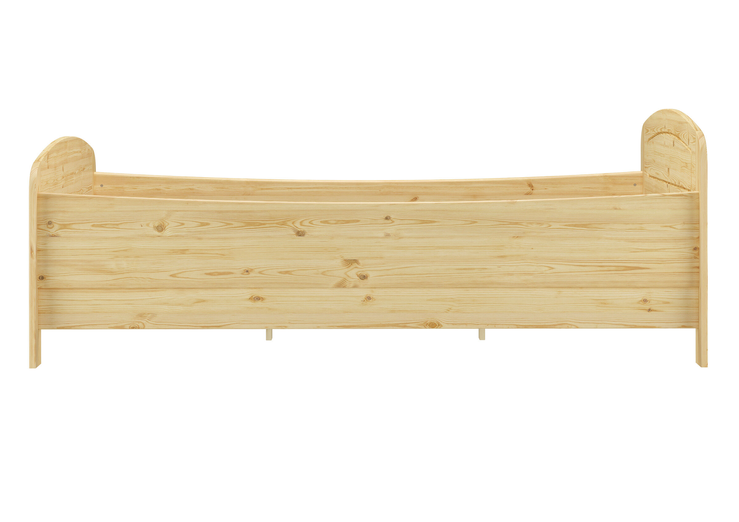 Holzbett, Einzelbett, Naturholz, Kopf-/Fußteil, Holzoptik, Stabiles Echtholzbett 140x220 von der Seite