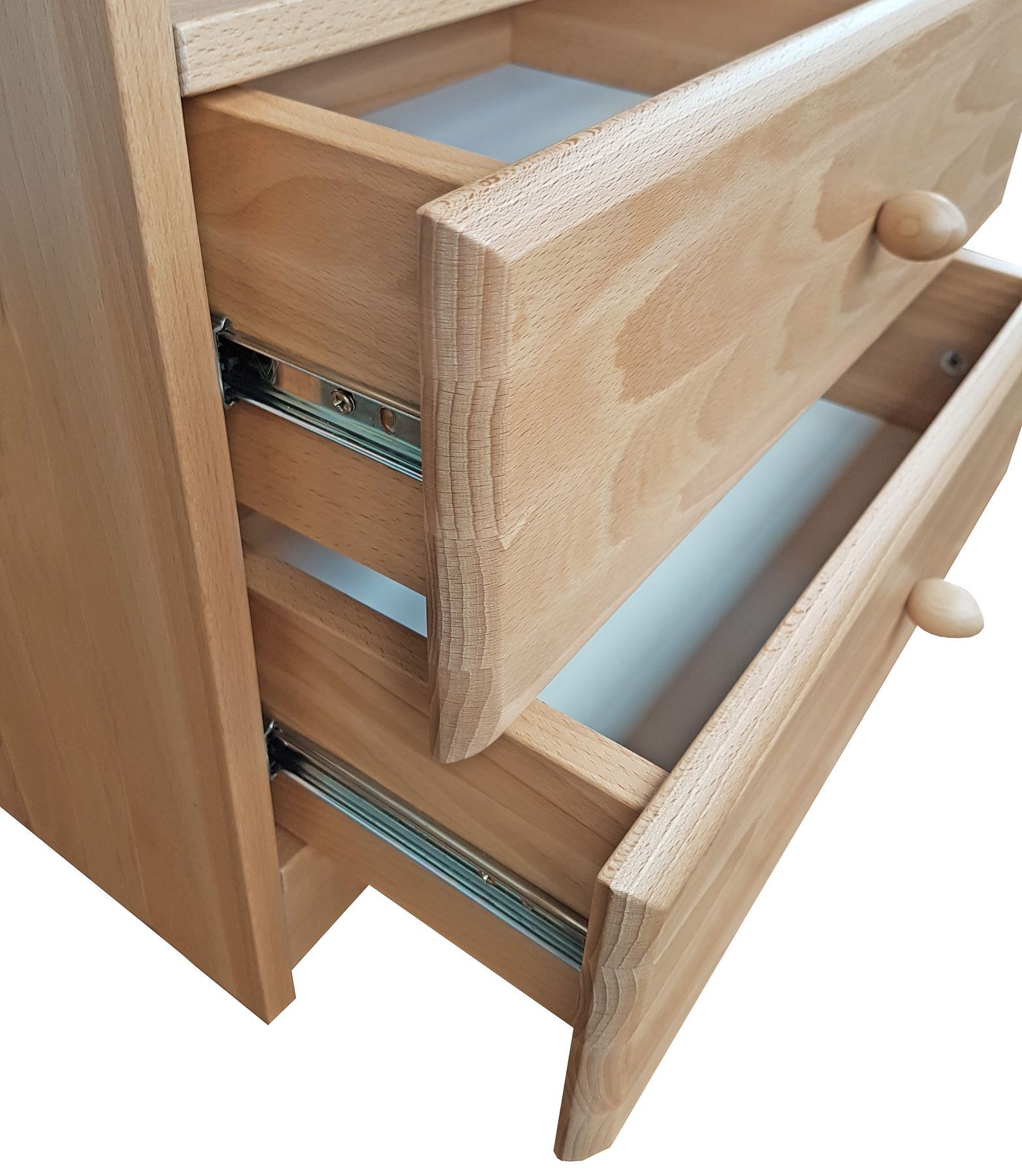 Holzkommode, Schubladen, Massivholz, Holz Möbel, Kieferholz, Schubladenansicht Buche Nachttisch