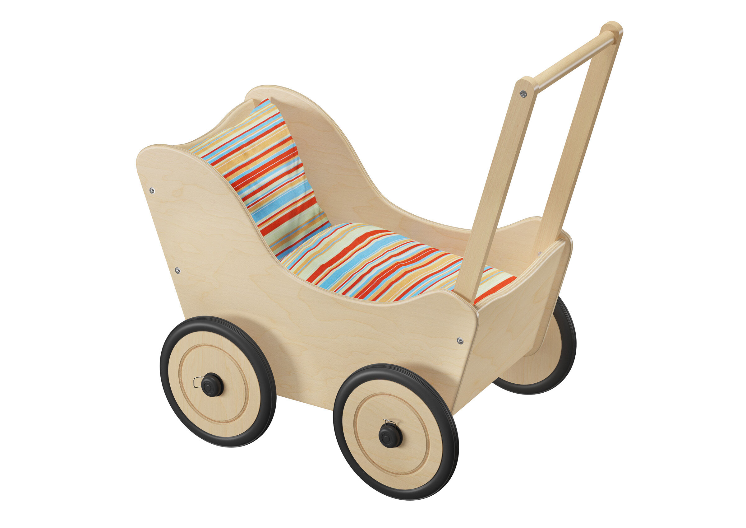 Holzwagen, Kinderwagen, Wagen, Kissentype, Stoffbezug, Holzspielzeug-Kinderwagen-puppen-teddys